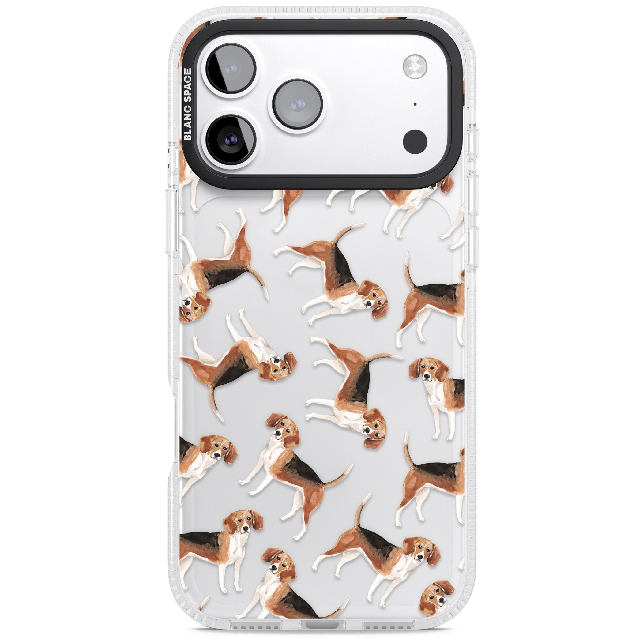 Beagle Watercolor Pattern iPhone 17 Pro Max Impact Air Clear Phone Case