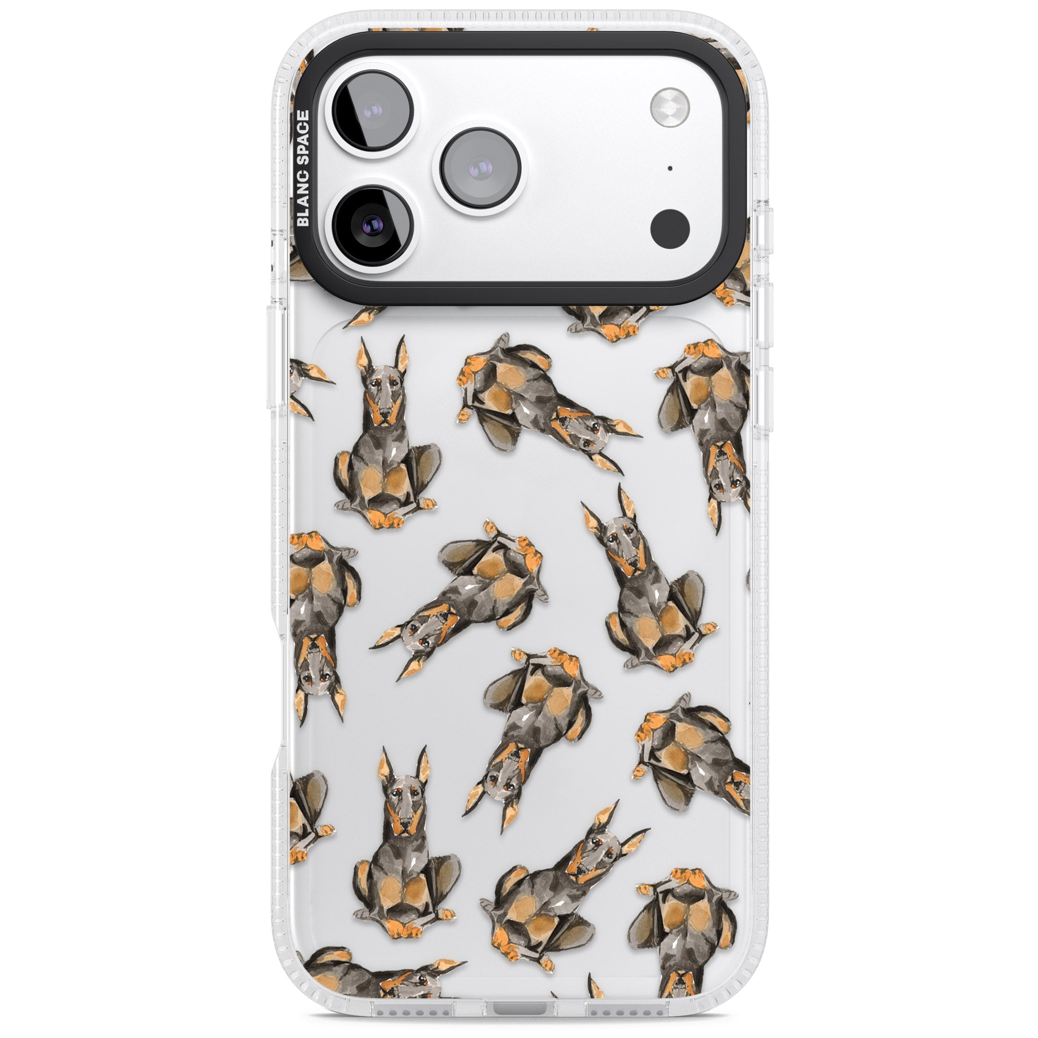 Doberman Watercolor Dog iPhone 17 Pro Max Impact Air Clear Phone Case