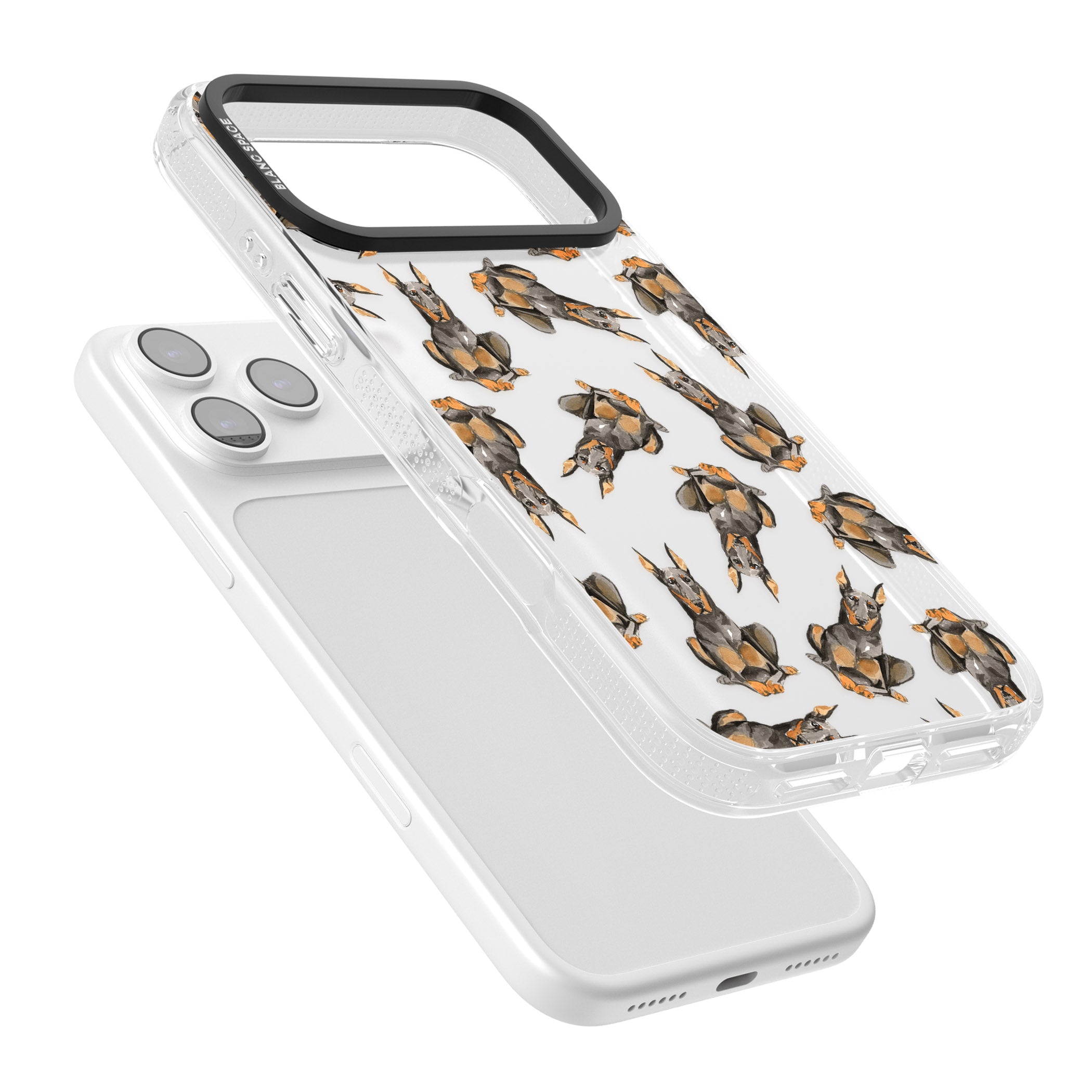 Doberman Watercolor Dog iPhone 17 Pro Max Impact Air Clear Phone Case Colours