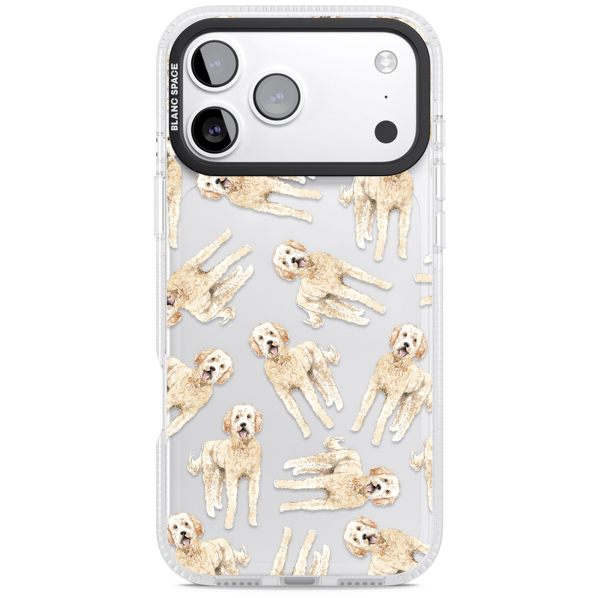 Goldendoodle Watercolour Dog Pattern iPhone 17 Pro Max Impact Air Clear Phone Case