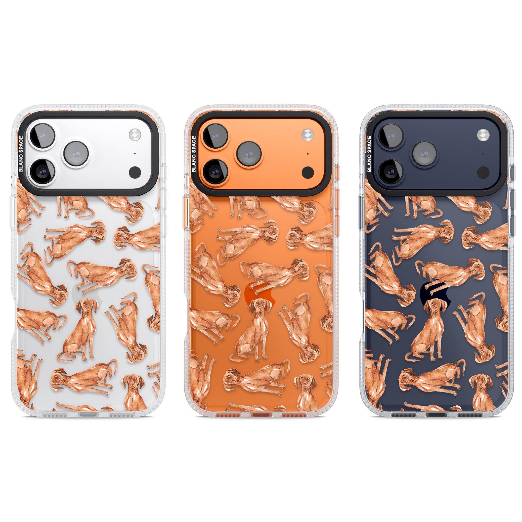 Hungarian Vizsla Watercolor Pattern iPhone 17 Pro Impact Air Clear Phone Case APT Impact Protection