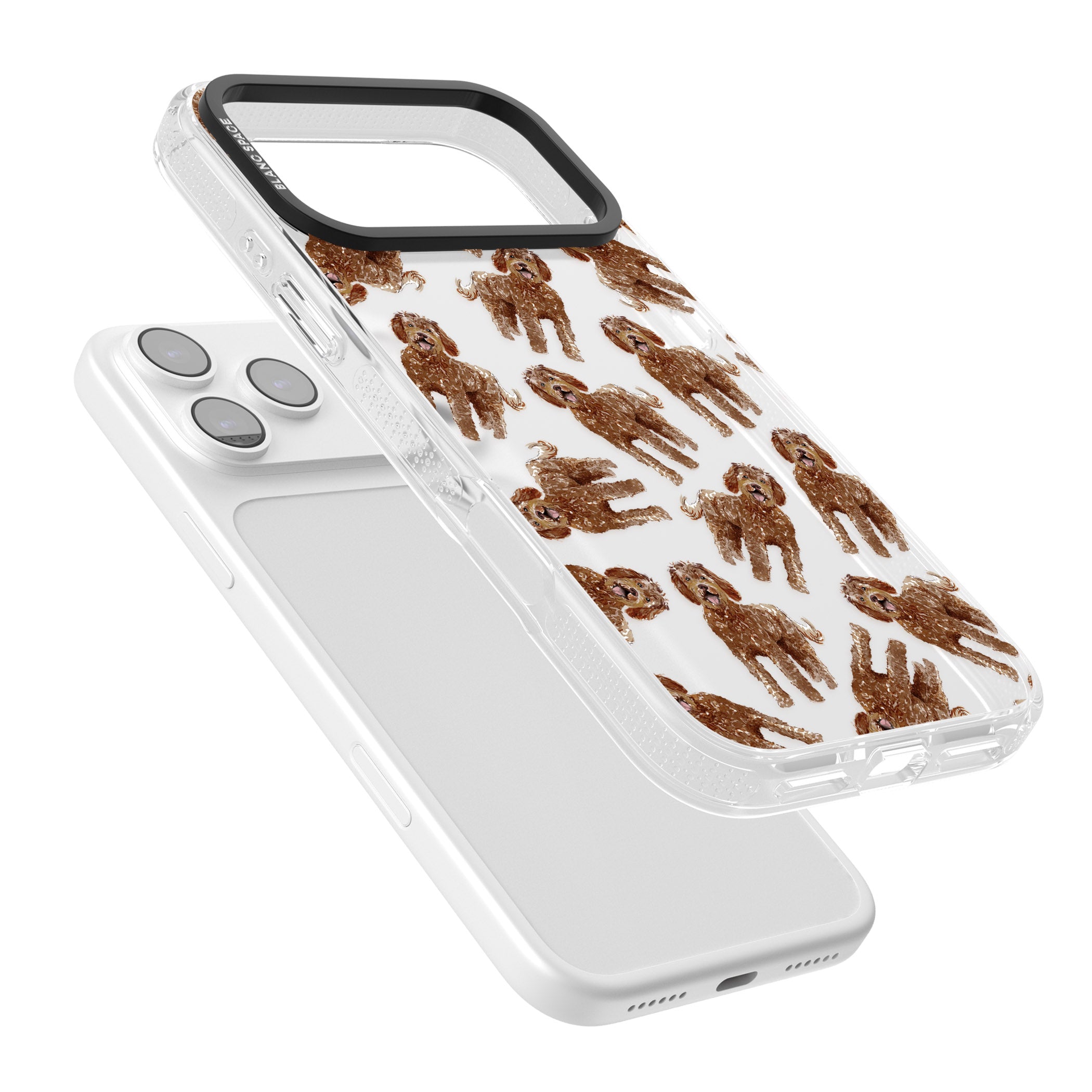Labradoodle Brown Pattern iPhone 17 Pro Max Impact Air Clear Phone Case Colours