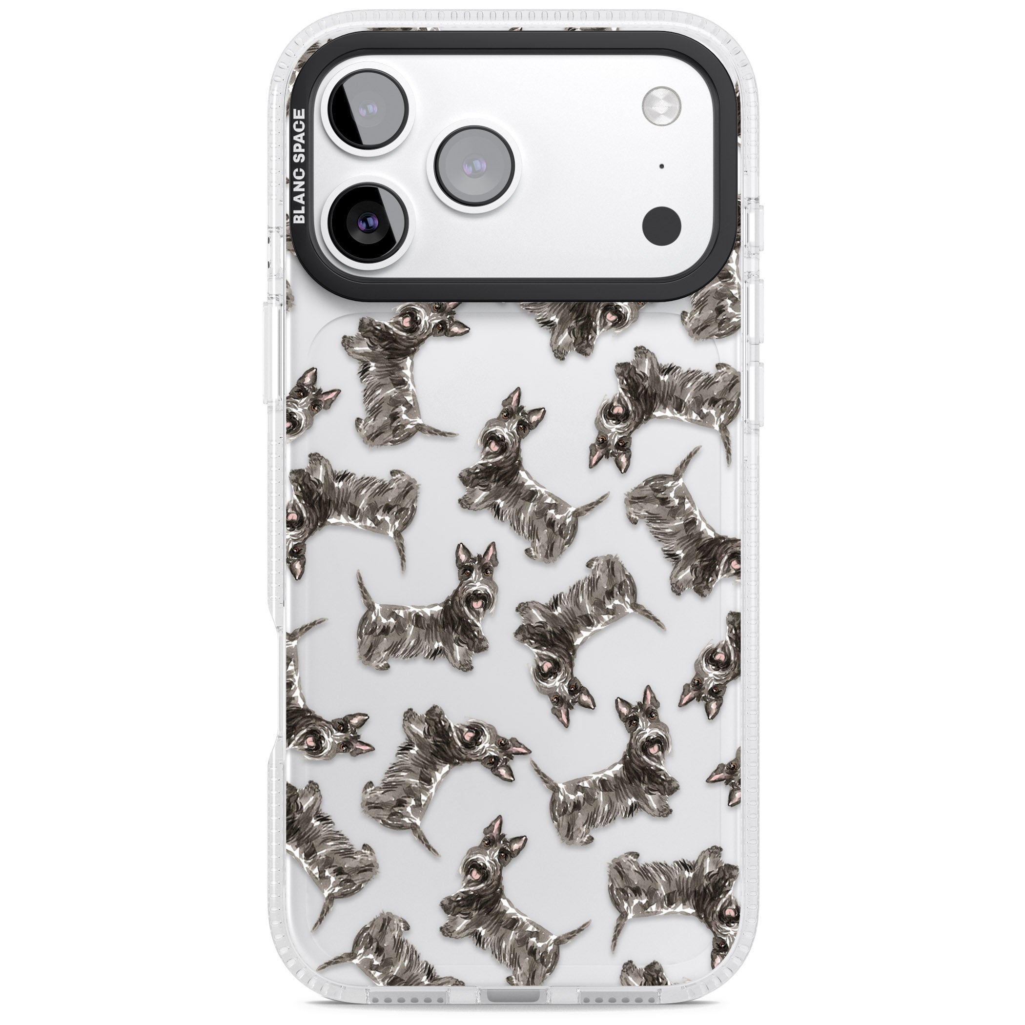 Scottish Terrier Pattern iPhone 17 Pro Max Impact Air Clear Phone Case