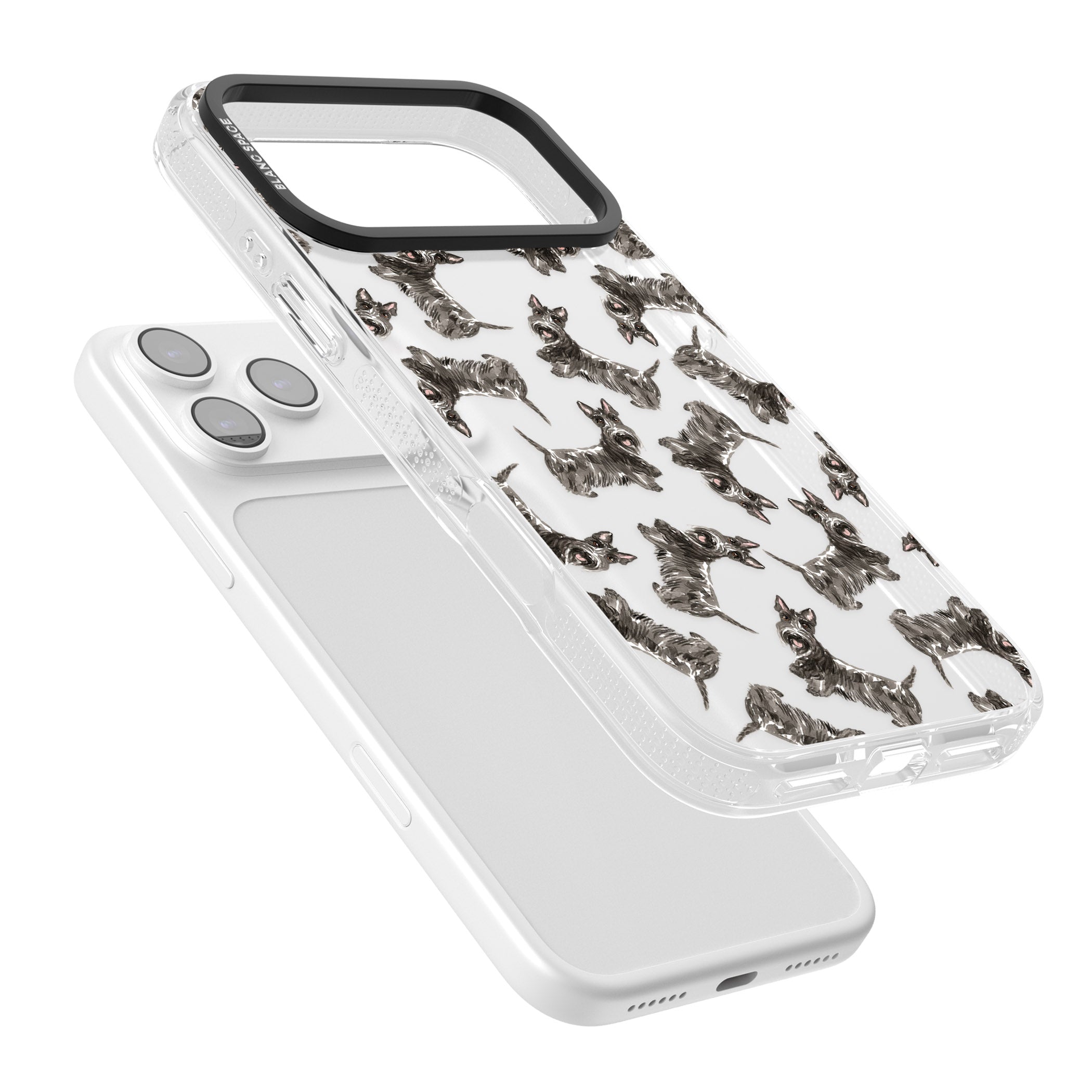Scottish Terrier Pattern iPhone 17 Pro Max Impact Air Clear Phone Case Colours