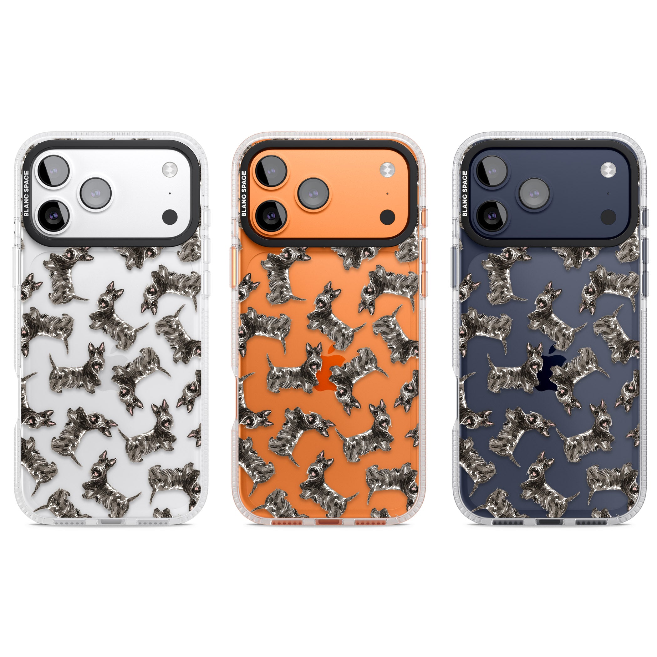 Scottish Terrier Pattern iPhone 17 Pro Impact Air Clear Phone Case APT Impact Protection