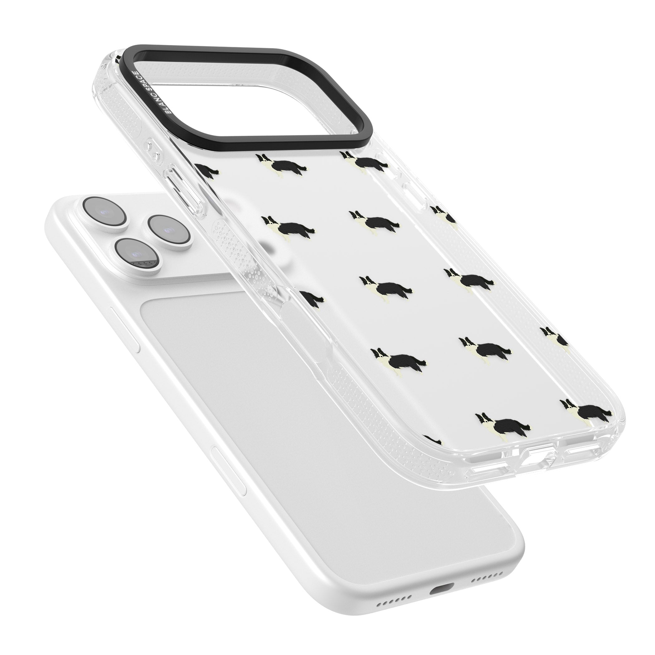 Border Collie Pattern Clear iPhone 17 Pro Max Impact Air Clear Phone Case Colours