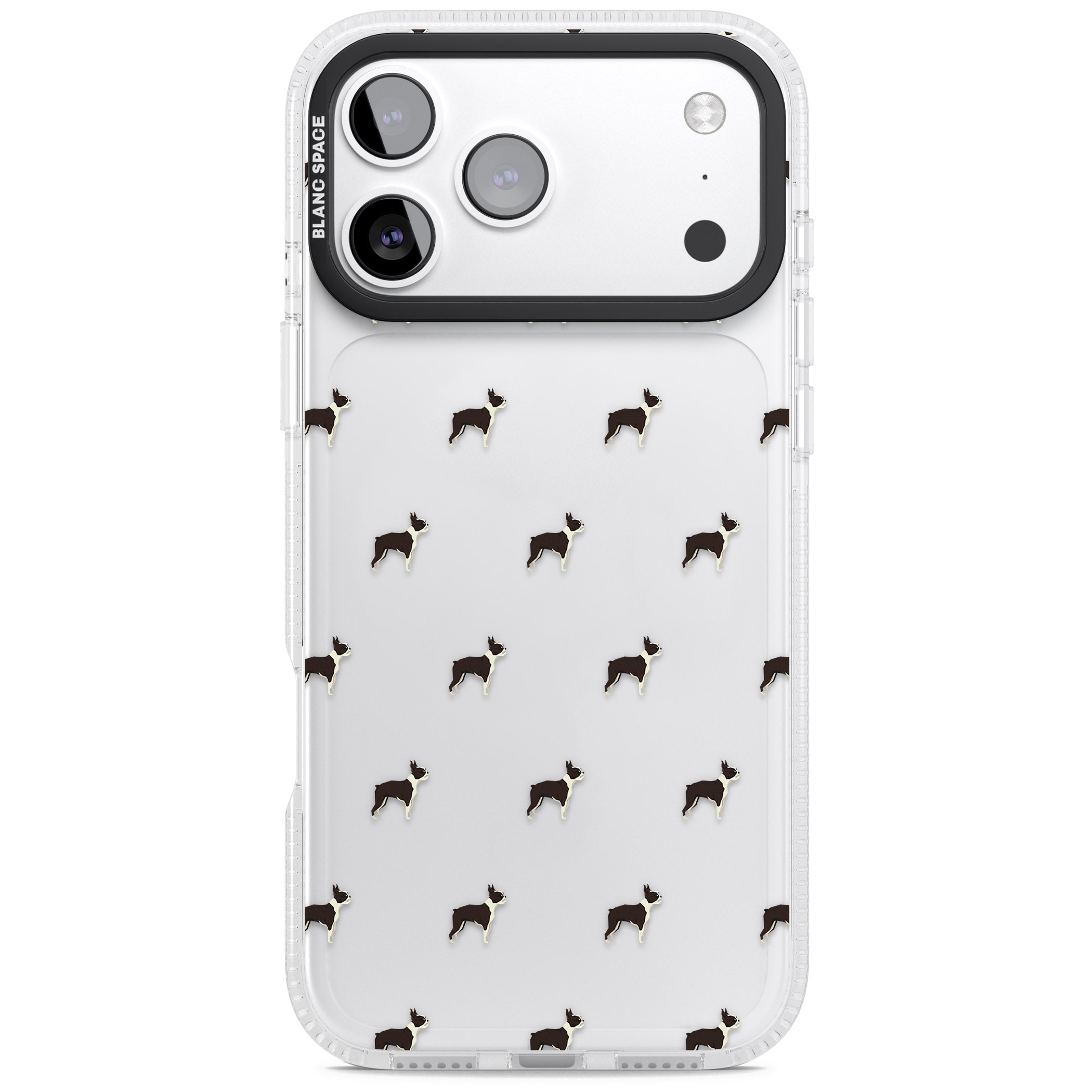 Boston Terrier Pattern iPhone 17 Pro Max Impact Air Clear Phone Case