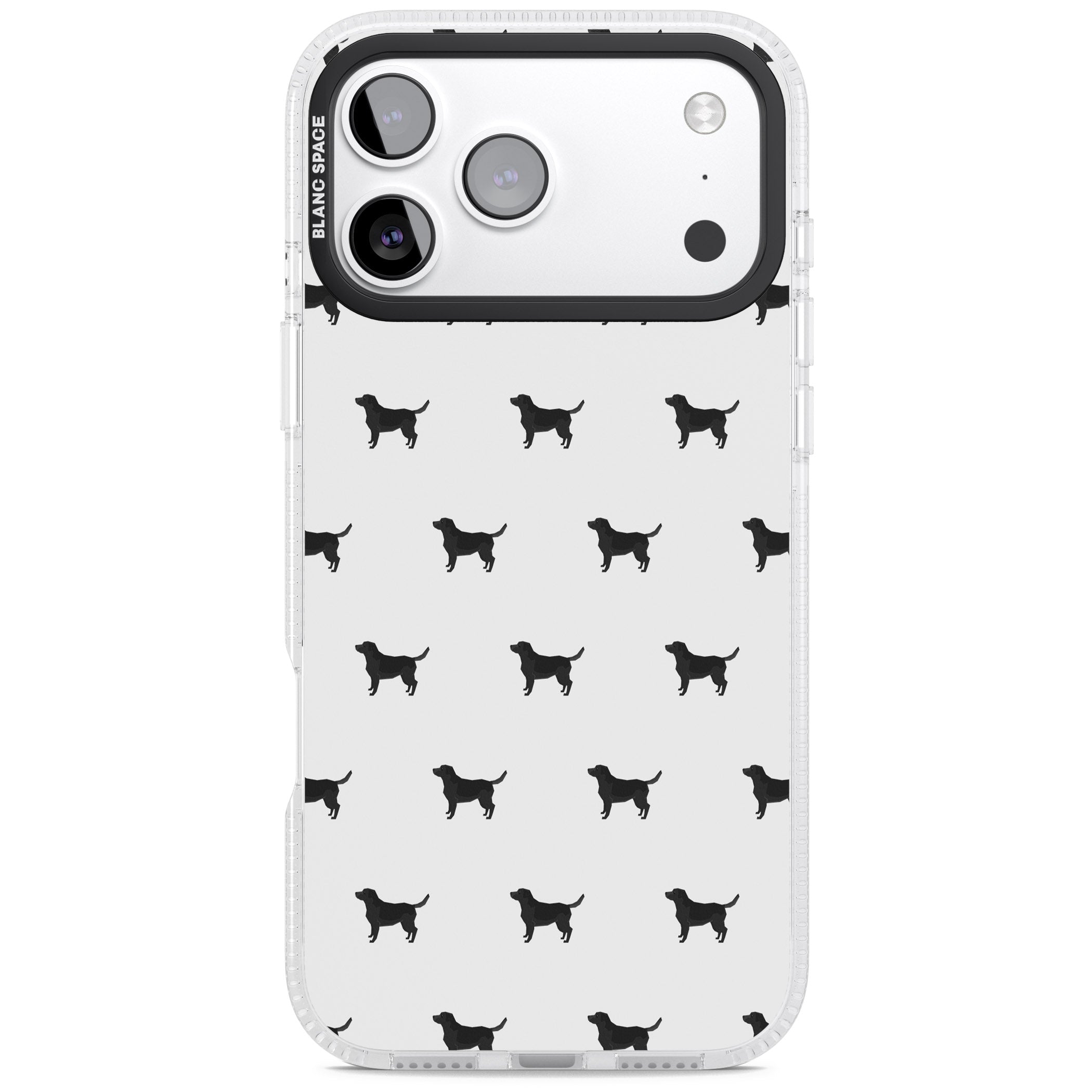 Black Labrador Spot Pattern iPhone 17 Pro Max Impact Air Clear Phone Case