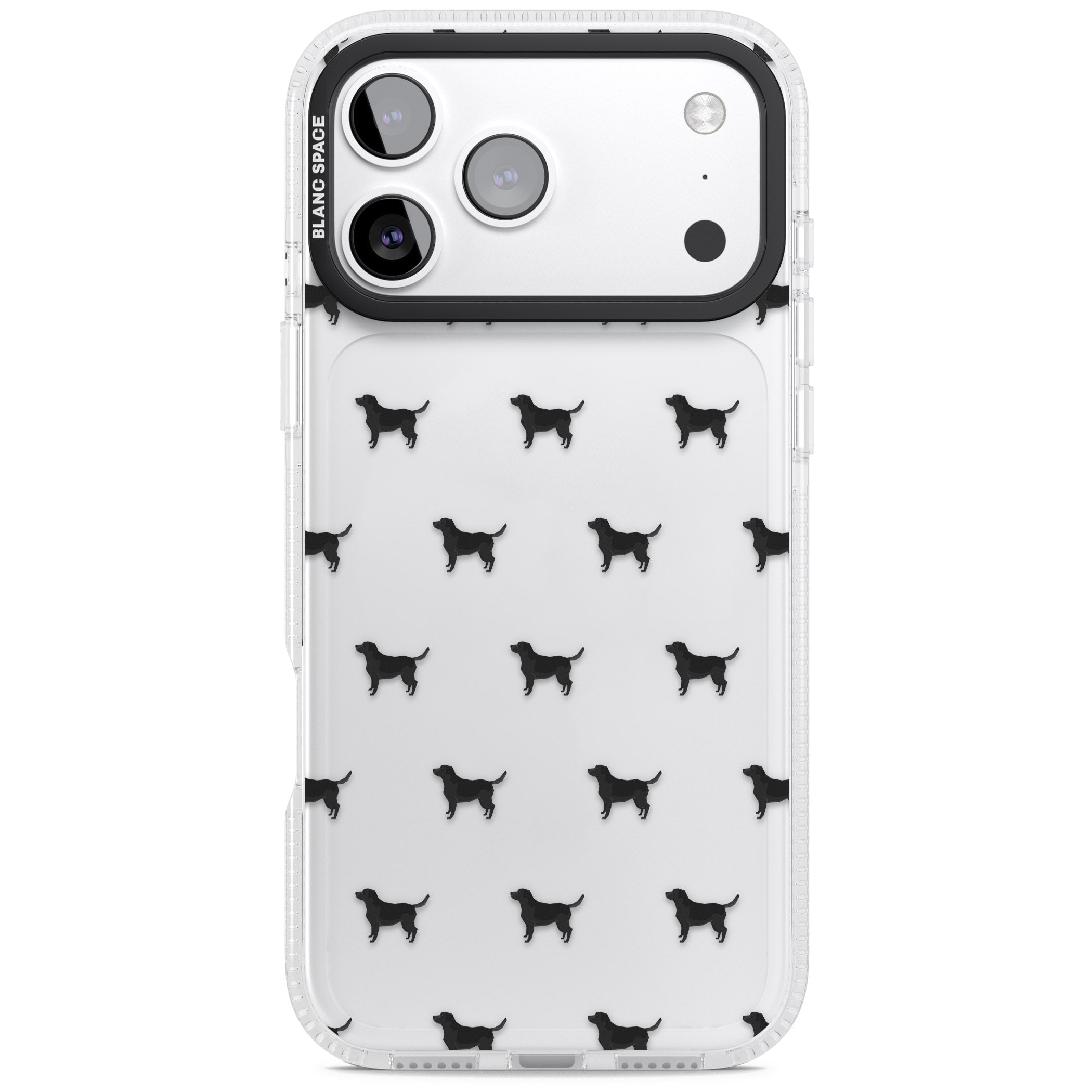 Black Labrador Pattern iPhone 17 Pro Impact Air Clear Phone Case