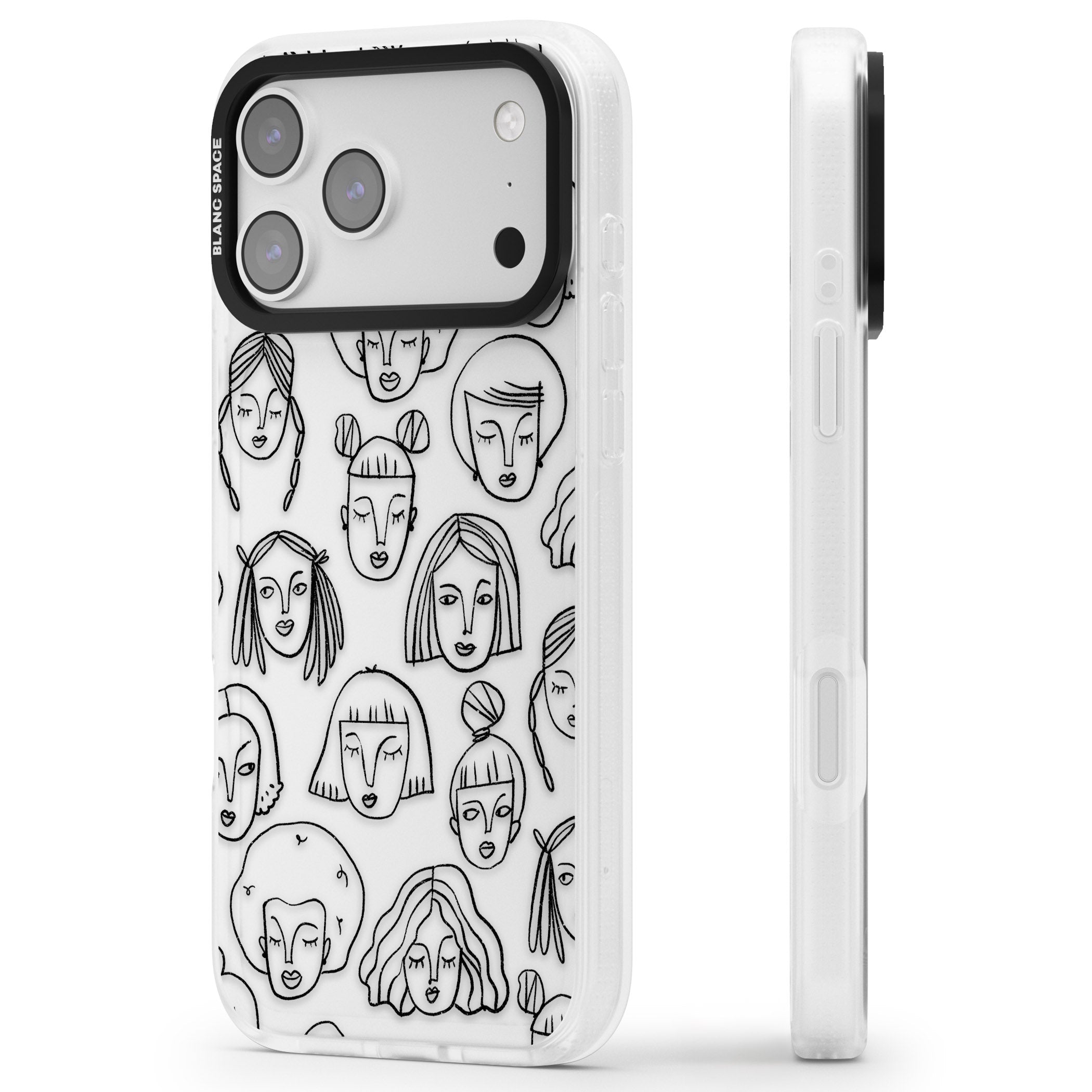 Doodle Face iPhone 17 Pro Max Impact Air Clear Phone Case Side Profile