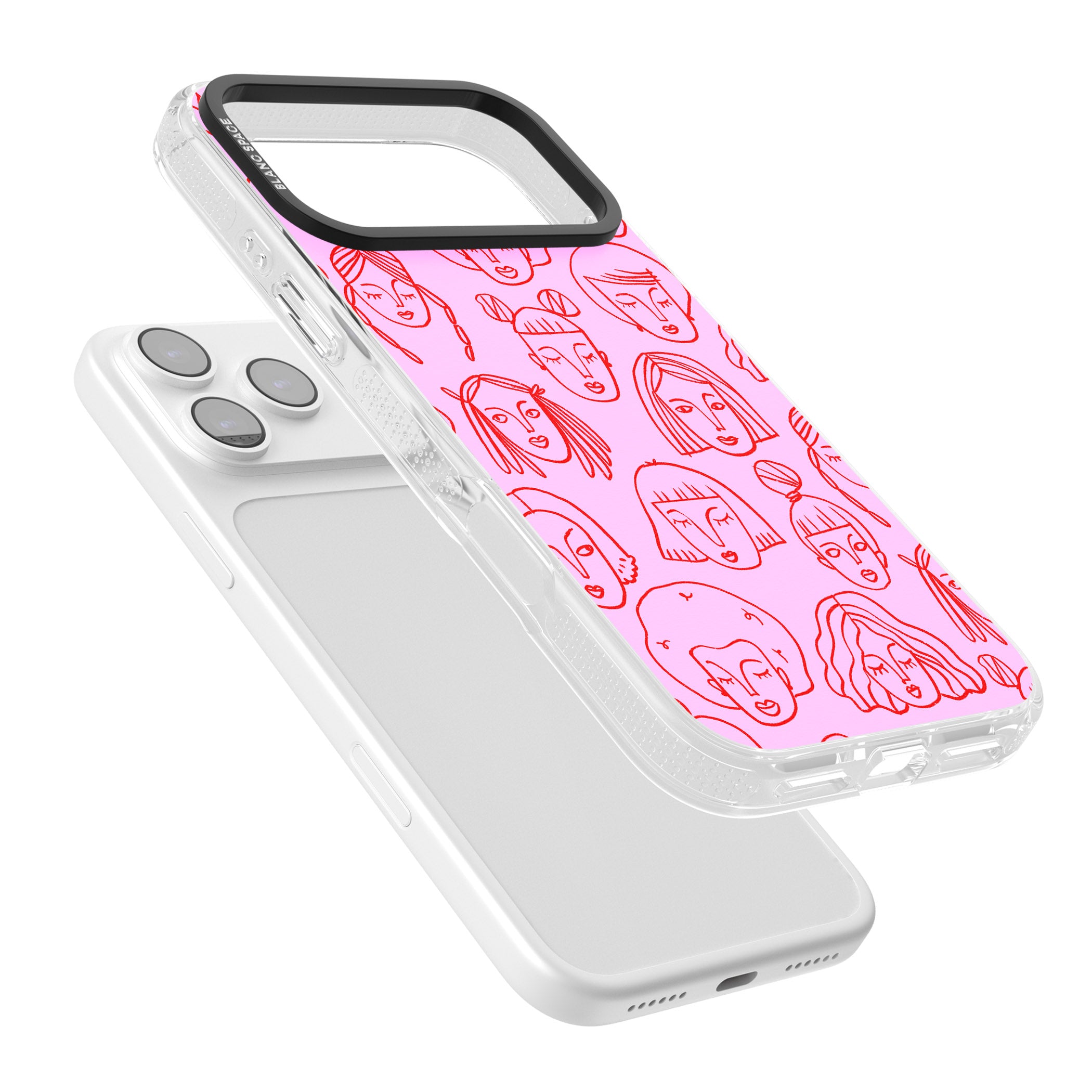 Girl Portrait Doodles iPhone 17 Pro Max Impact Air Clear Phone Case Colours