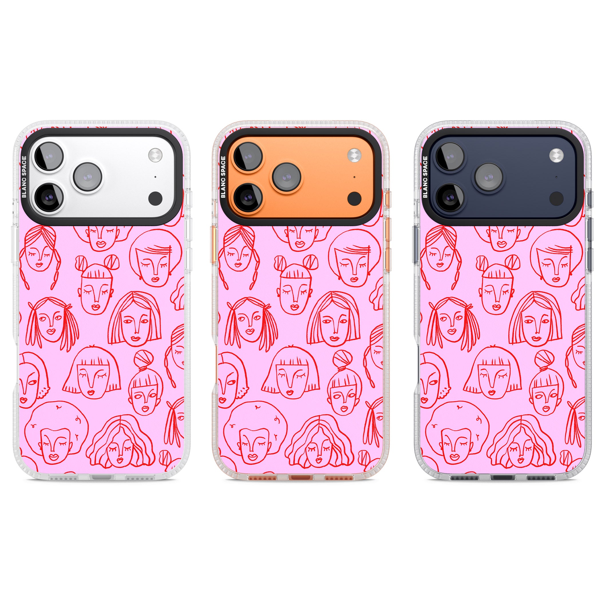 Girl Portrait Doodles iPhone 17 Pro Impact Air Clear Phone Case APT Impact Protection