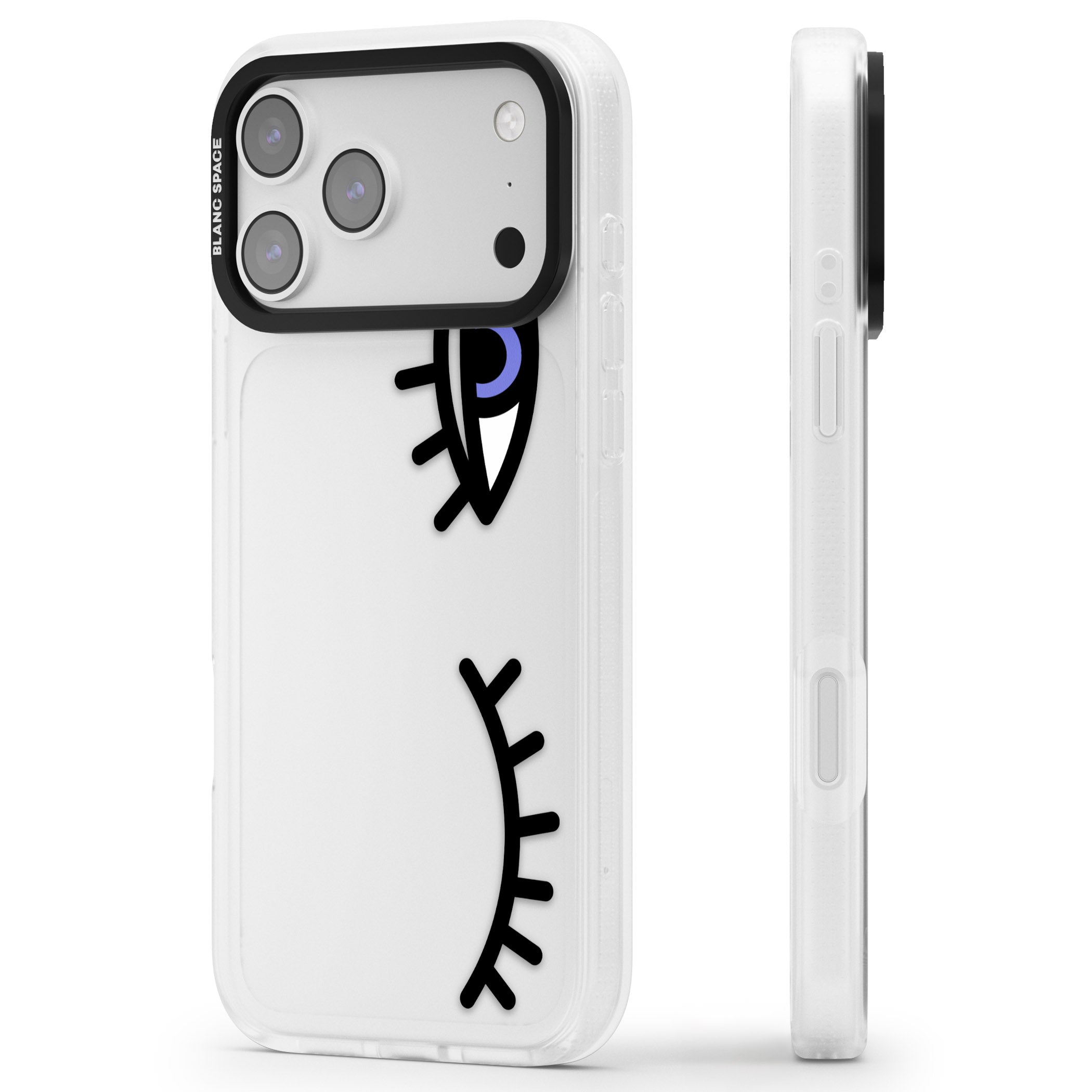 Winking Eyes Transparent Pattern iPhone 17 Pro Impact Air Clear Phone Case Side Profile