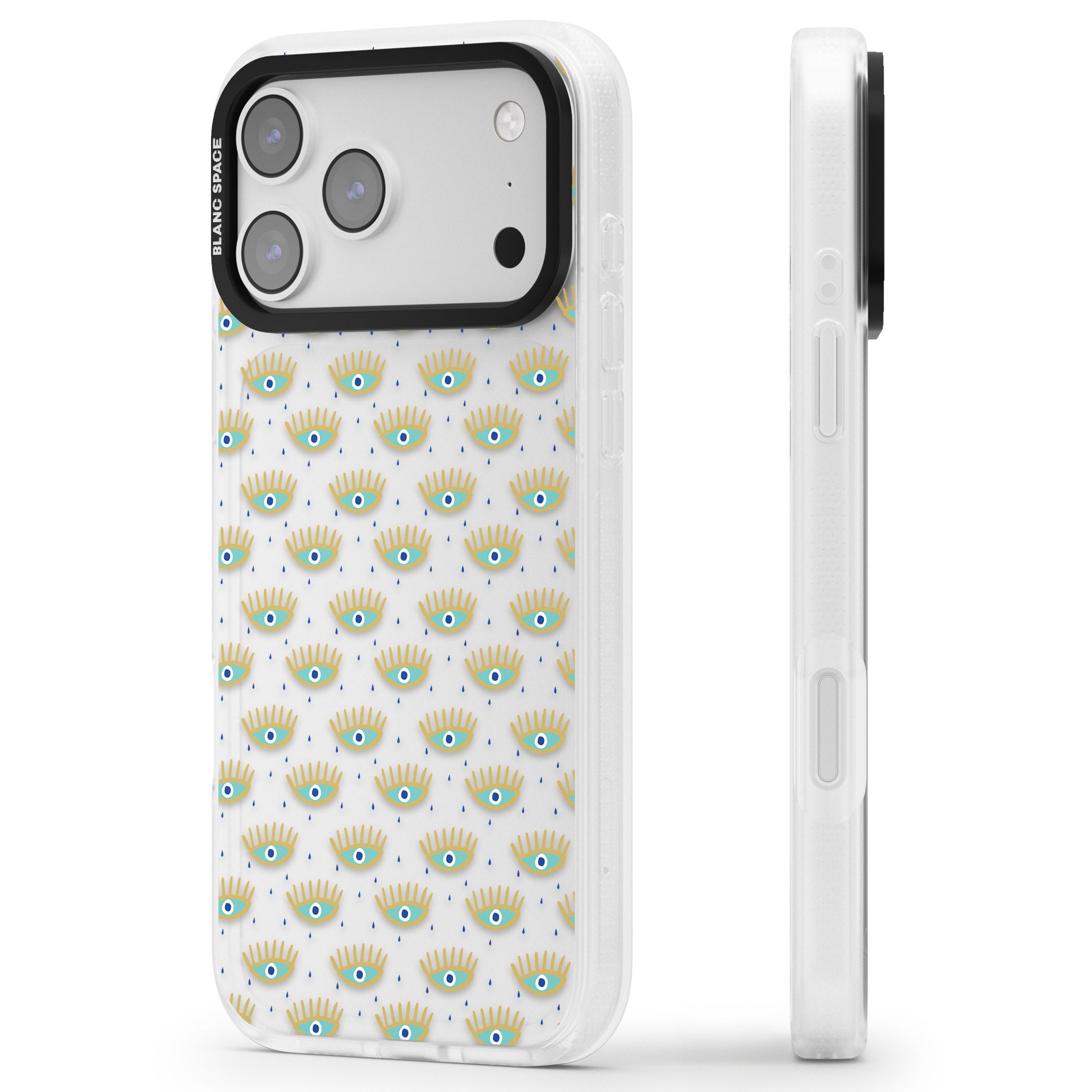 Crying Eyes Pattern iPhone 17 Pro Max Impact Air Clear Phone Case Side Profile