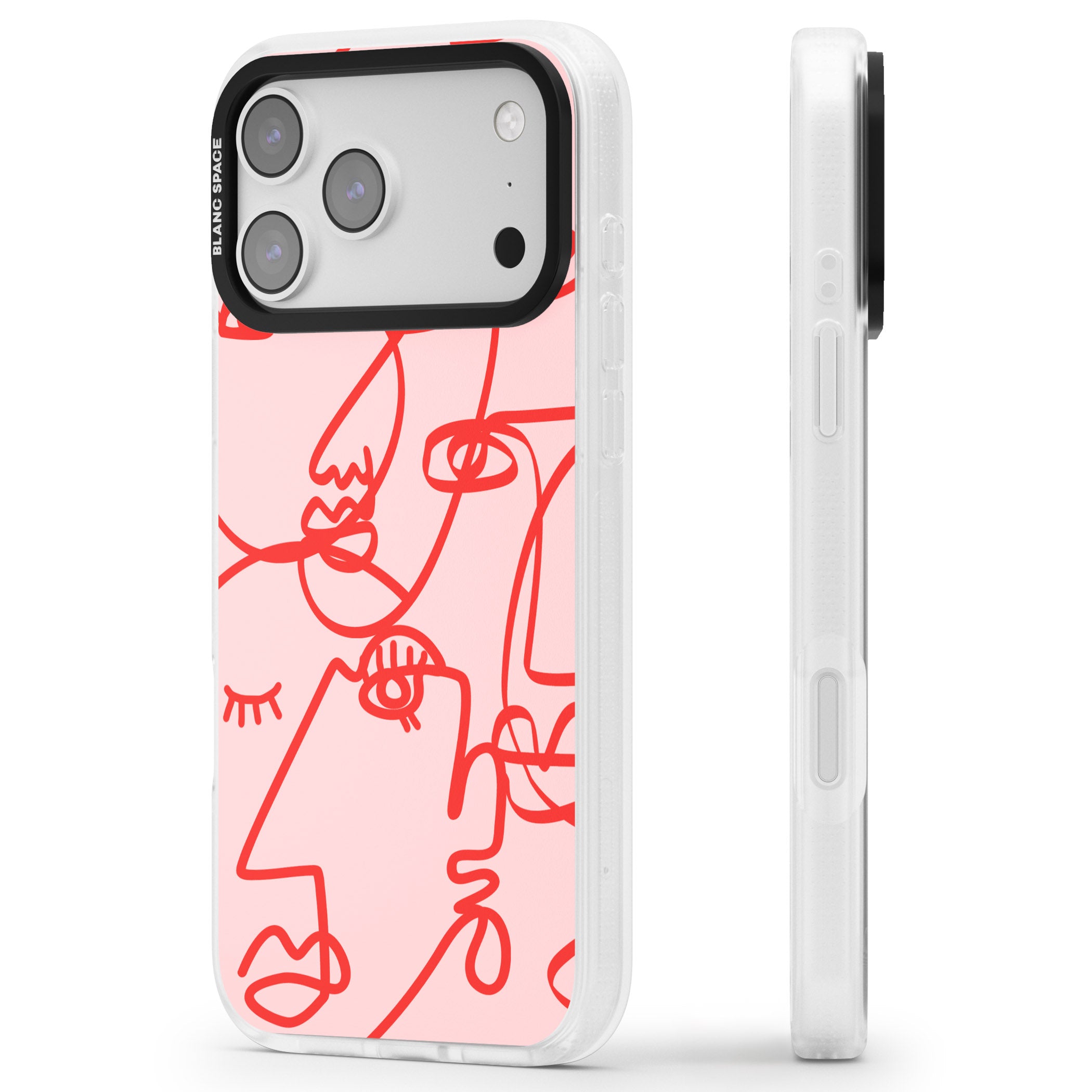Red Line Art iPhone 17 Pro Max Impact Air Clear Phone Case Side Profile