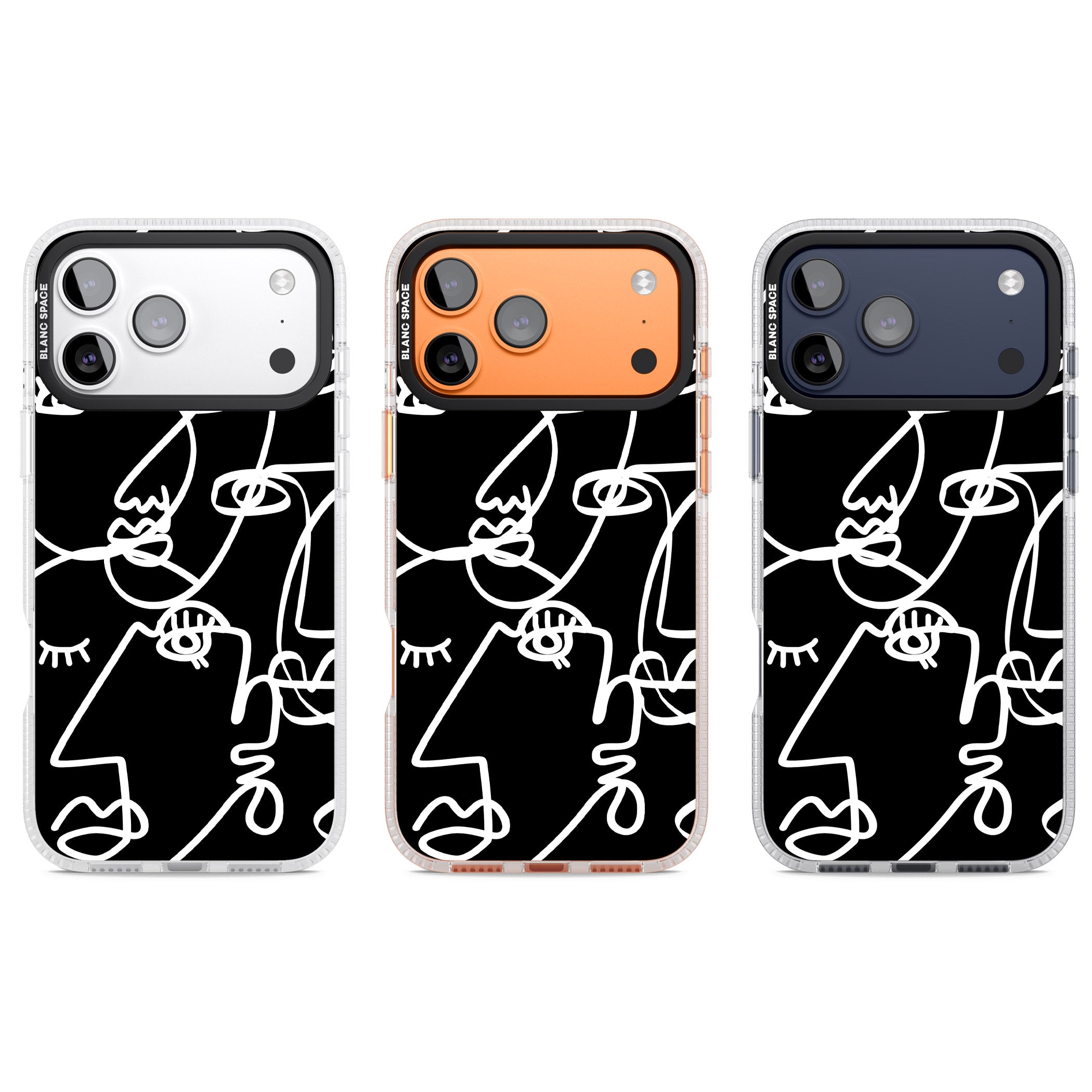Abstract Line Art White Black iPhone 17 Pro Impact Air Clear Phone Case APT Impact Protection