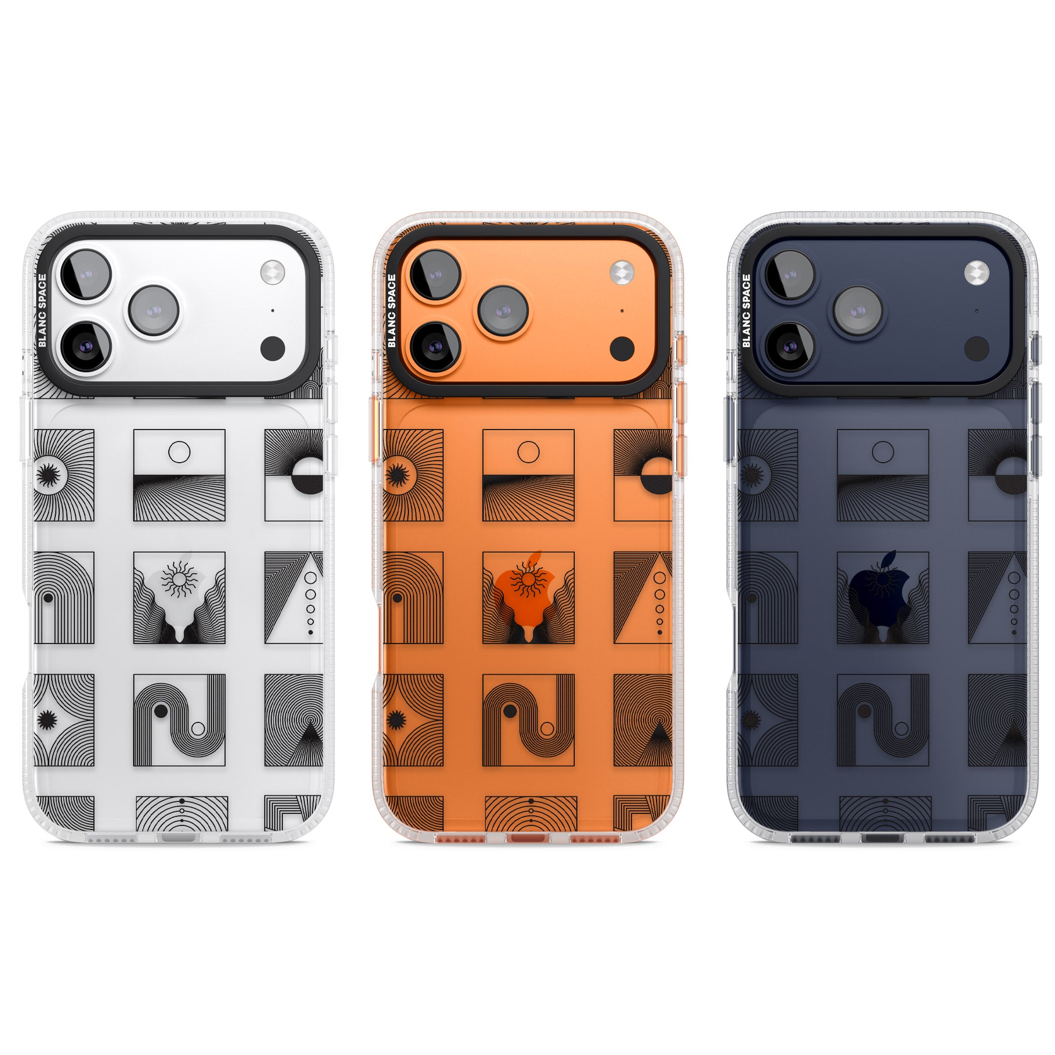 Geometric Pattern Trio: Artistic Blend iPhone 17 Pro Impact Air Clear Phone Case APT Impact Protection