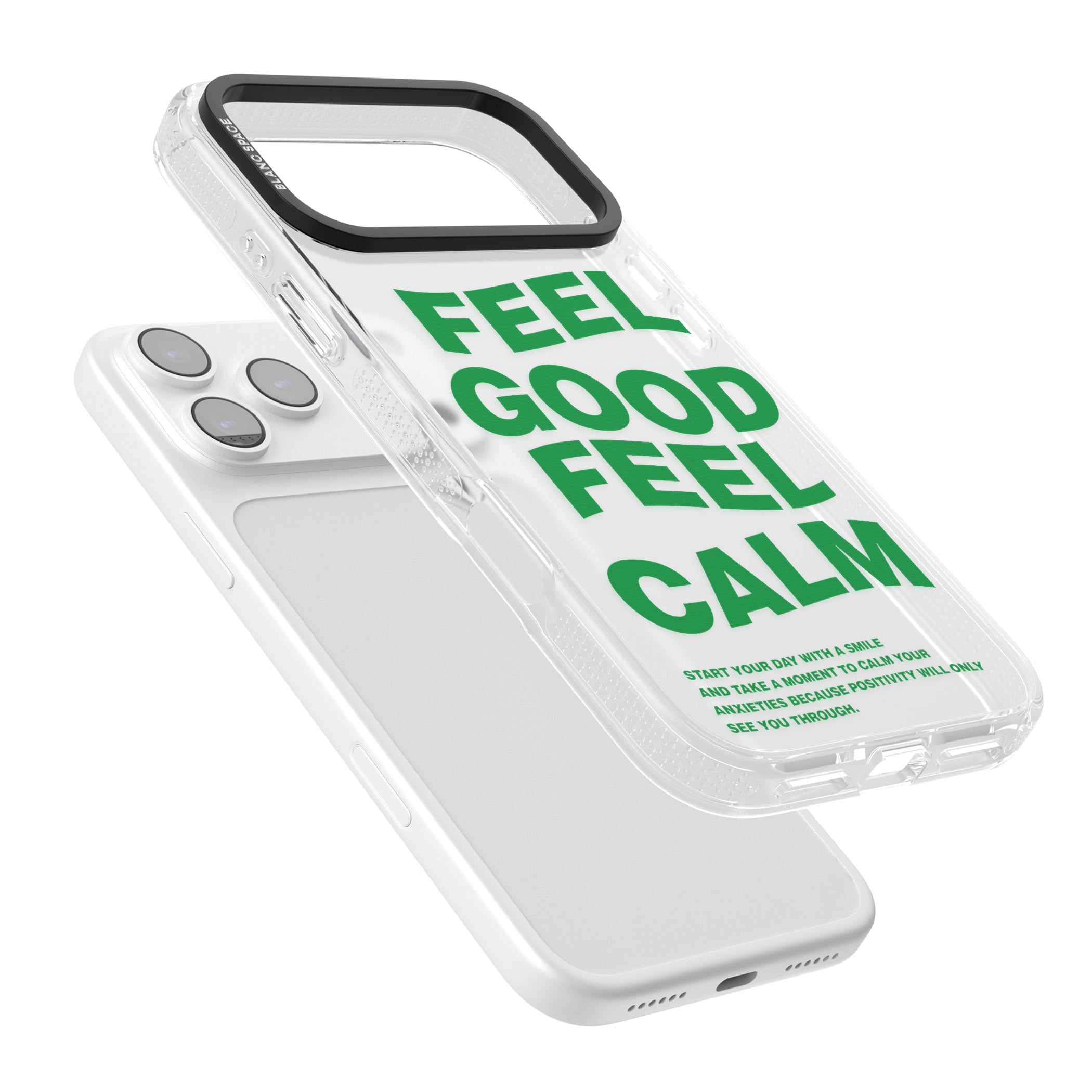 Feel Good Feel Calm (Green) iPhone 17 Pro Max Impact Air Clear Phone Case Colours