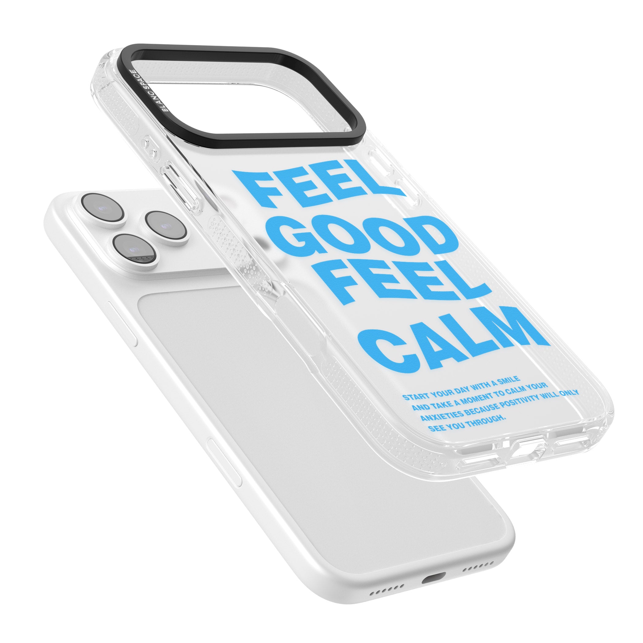 Feel Good Feel Calm (Blue) iPhone 17 Pro Max Impact Air Clear Phone Case Colours