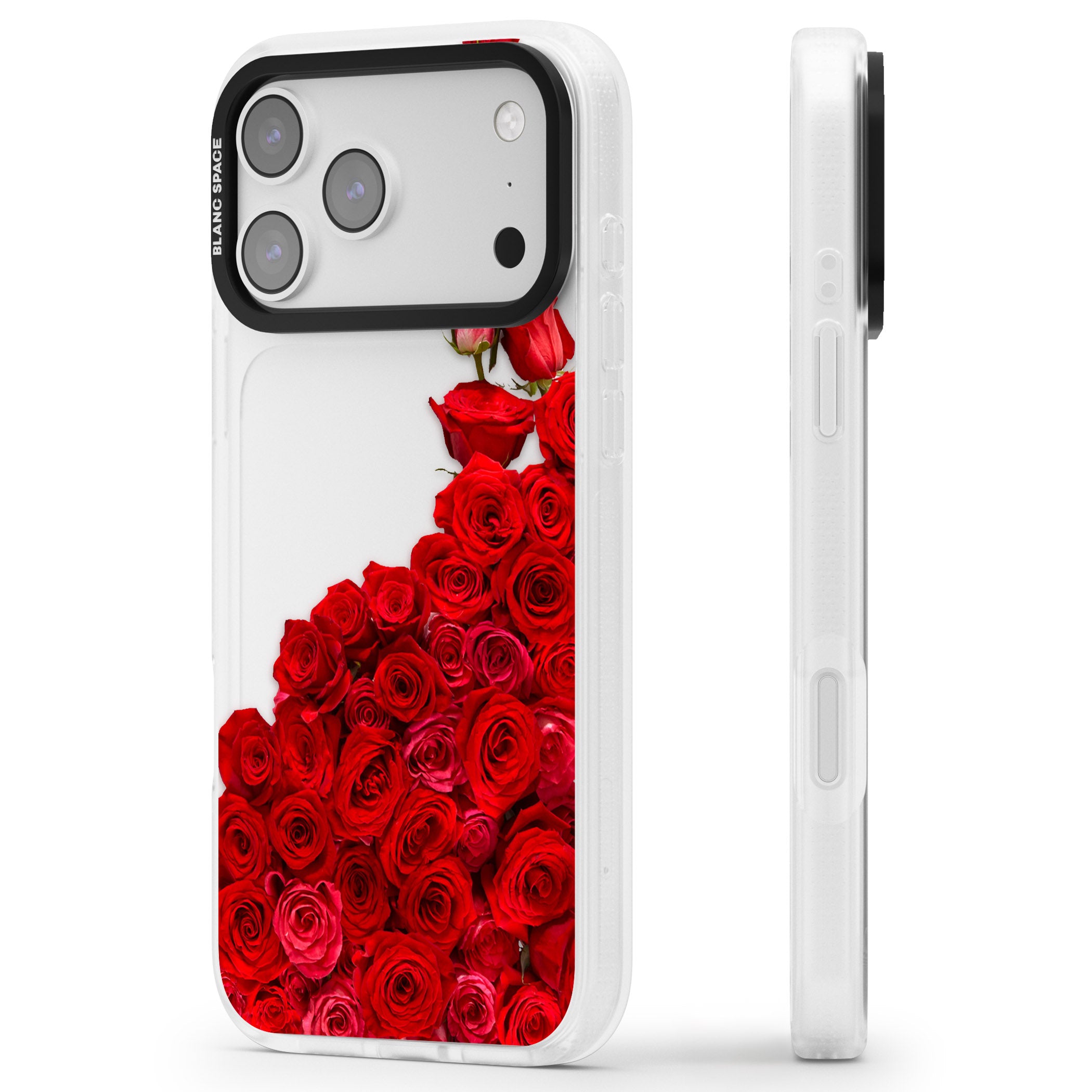 Floral Roses iPhone 17 Pro Max Impact Air Clear Phone Case Side Profile
