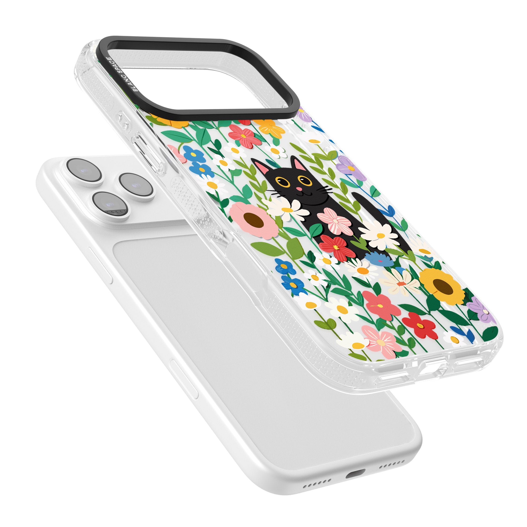 Whiskers & Wildflowers Cat iPhone 17 Pro Max Impact Air Clear Phone Case Colours