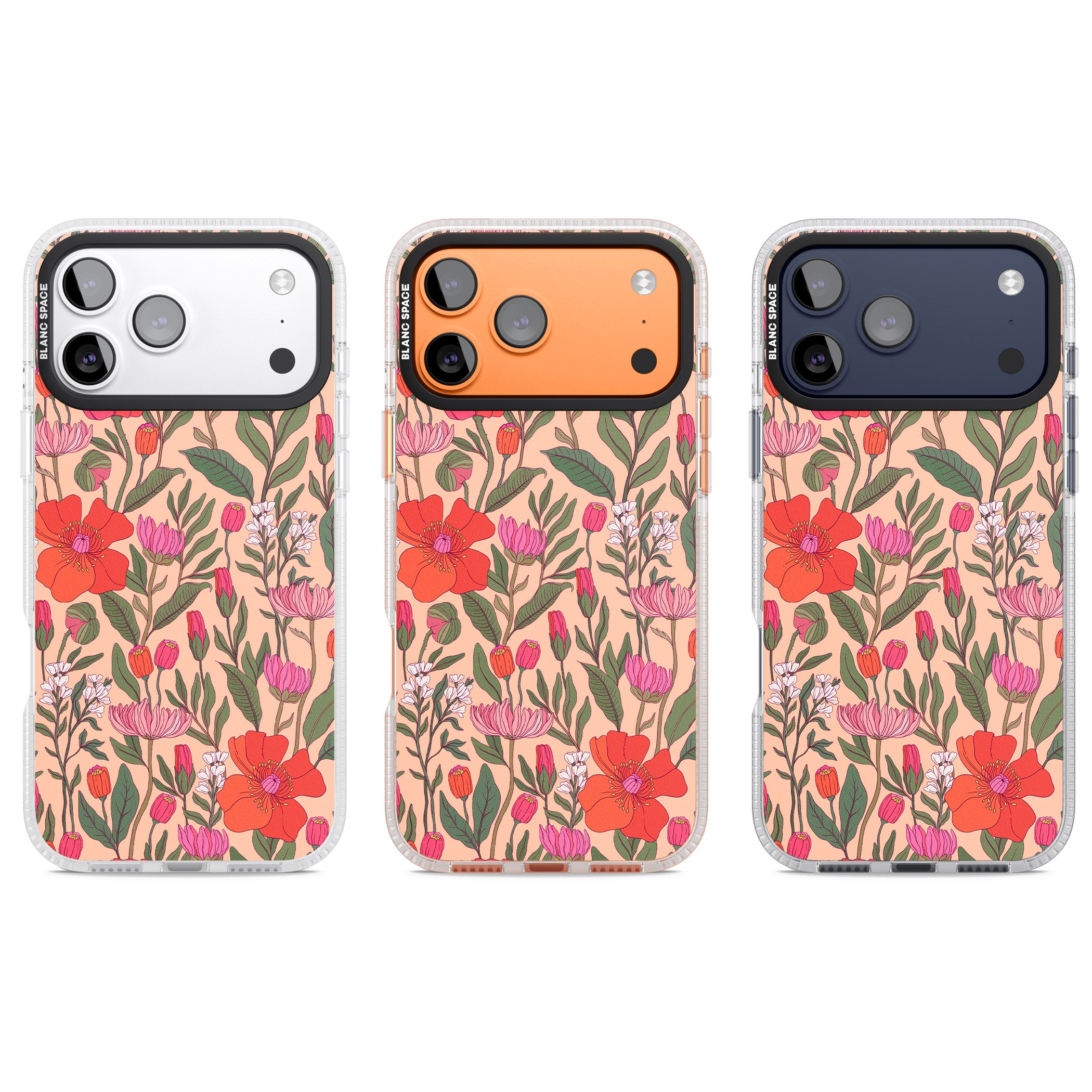 Peachy Floral Background iPhone 17 Pro Impact Air Clear Phone Case APT Impact Protection
