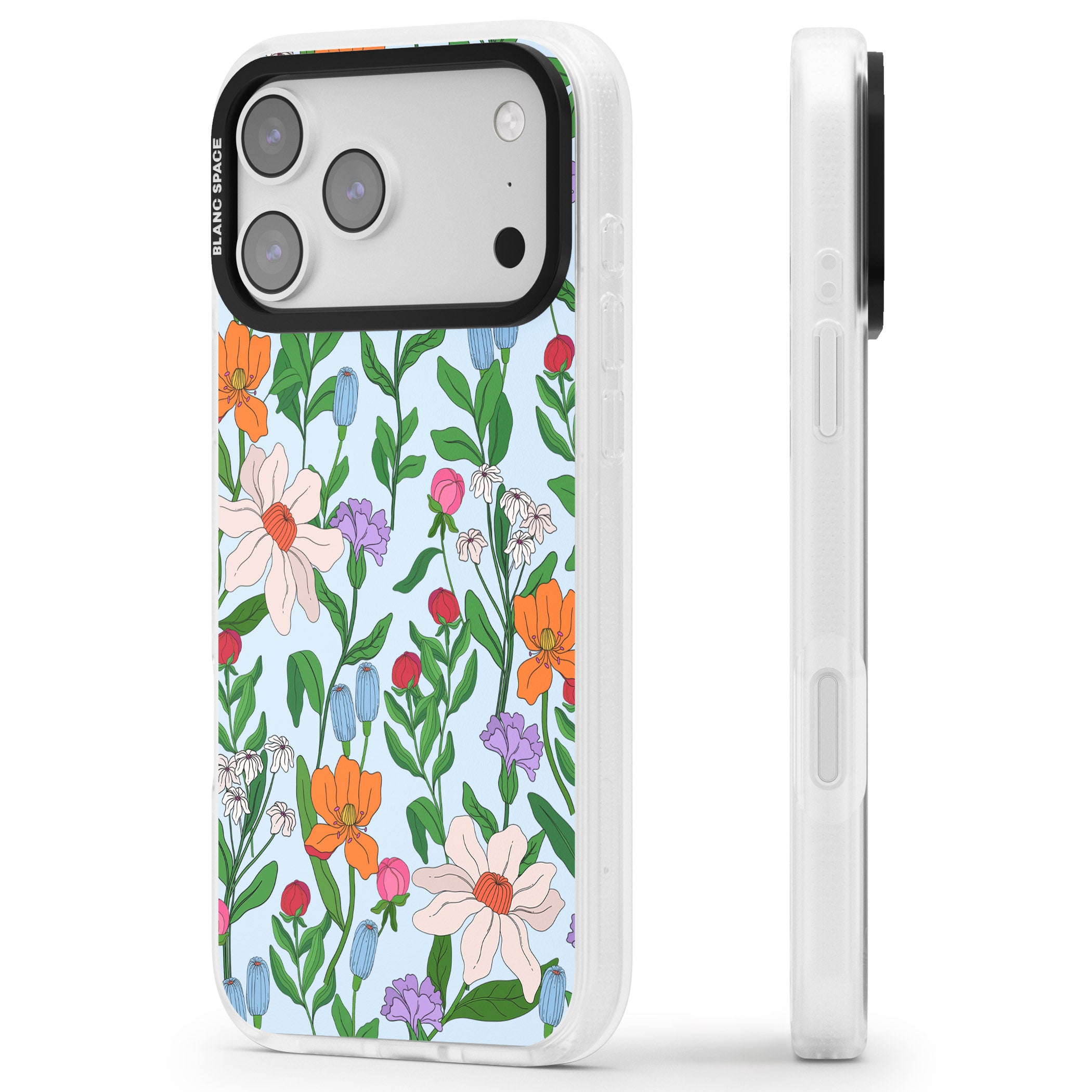 Full Bloom Background iPhone 17 Pro Max Impact Air Clear Phone Case Side Profile