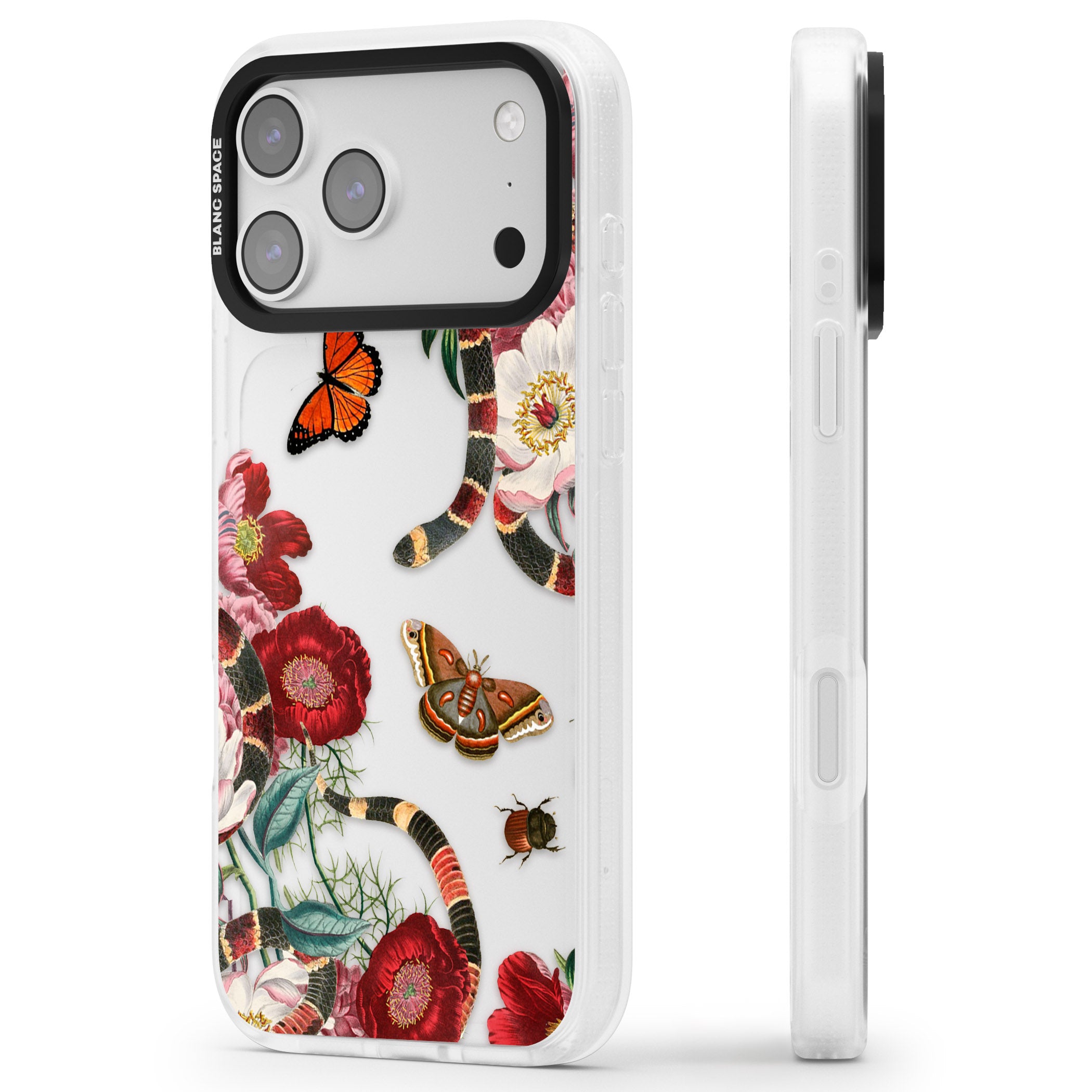 Botanical Snake iPhone 17 Pro Max Impact Air Clear Phone Case Side Profile