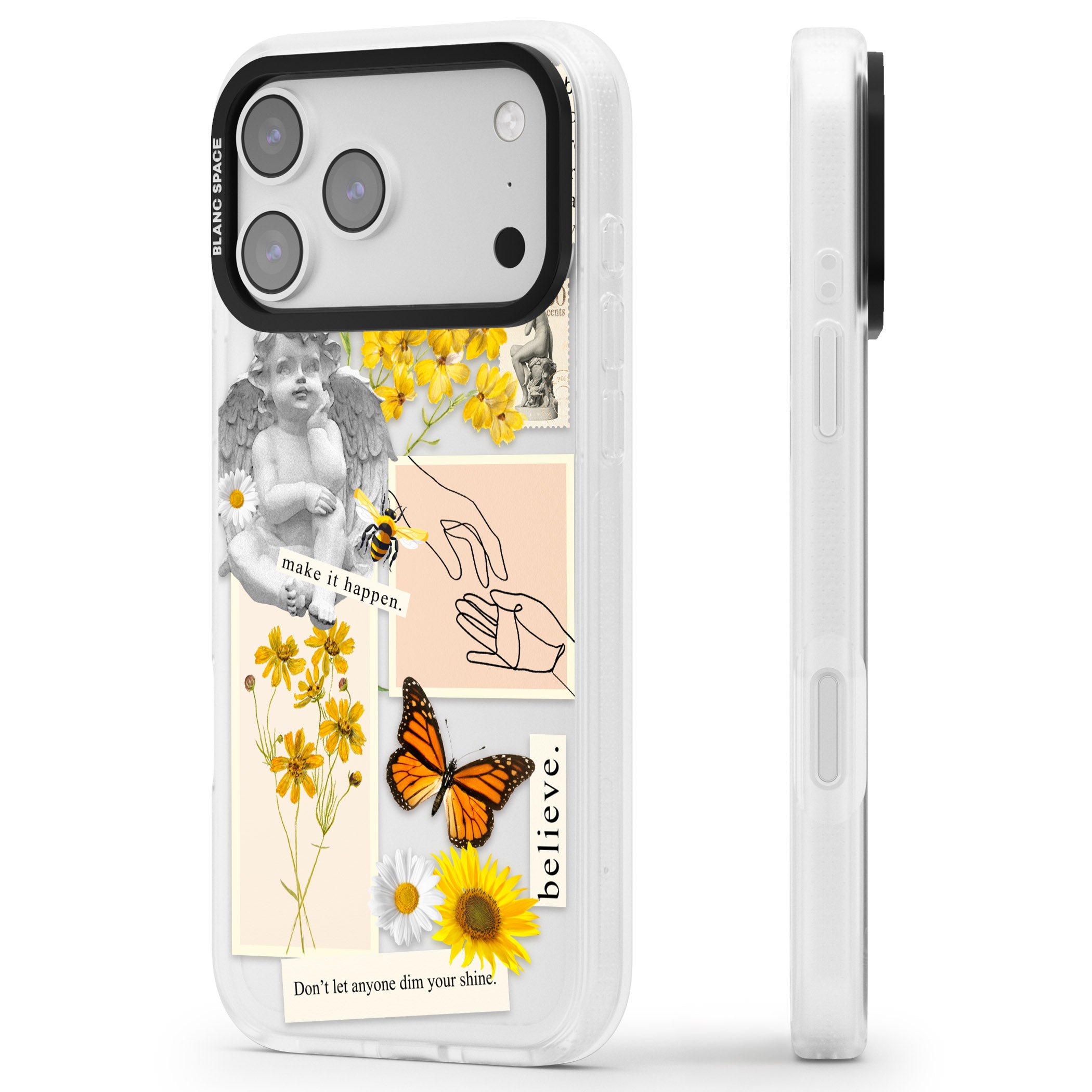 Vintage Wildflower Collage iPhone 17 Pro Max Impact Air Clear Phone Case Side Profile