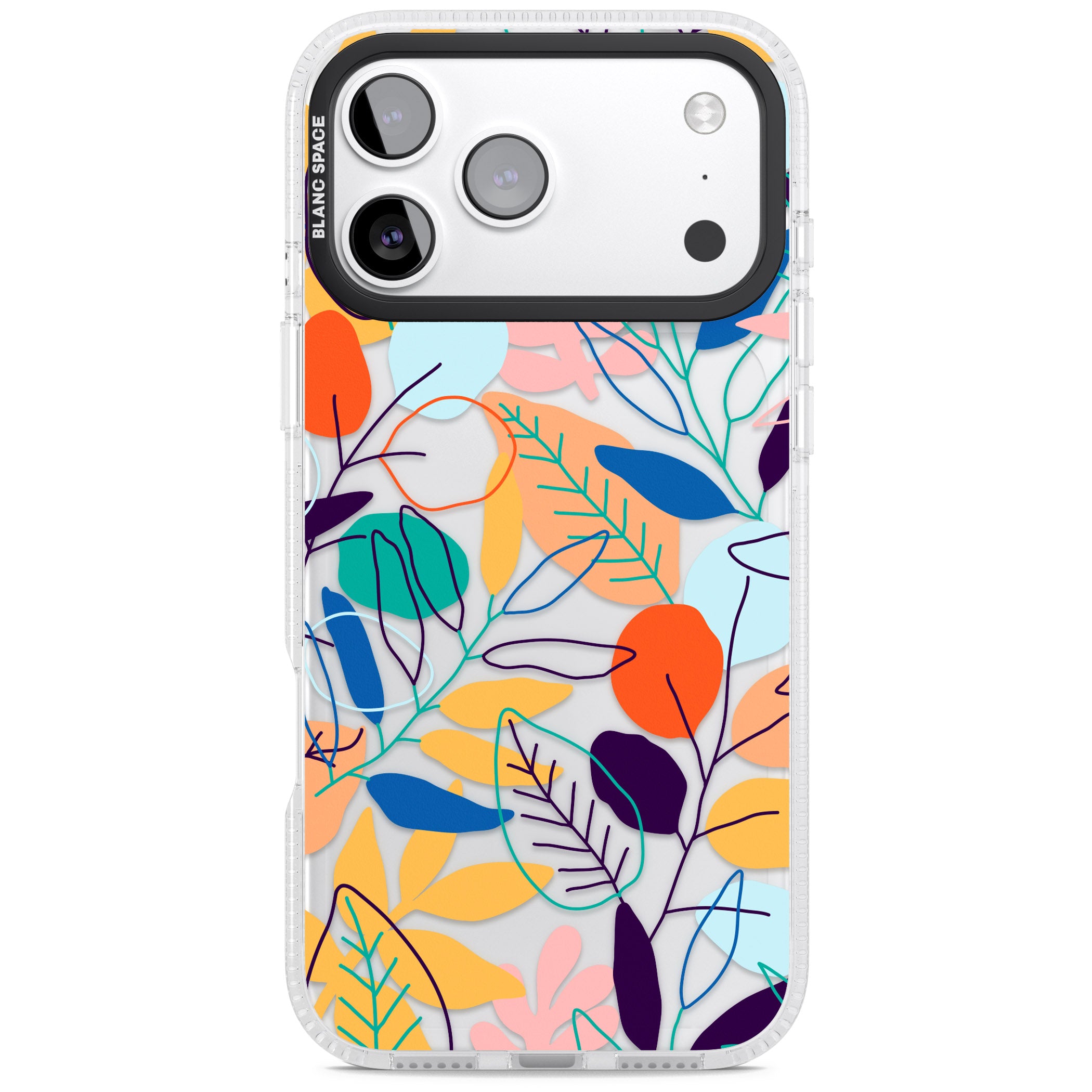 Abstract Line Drawn Leaves iPhone 17 Pro Max Impact Air Clear Phone Case