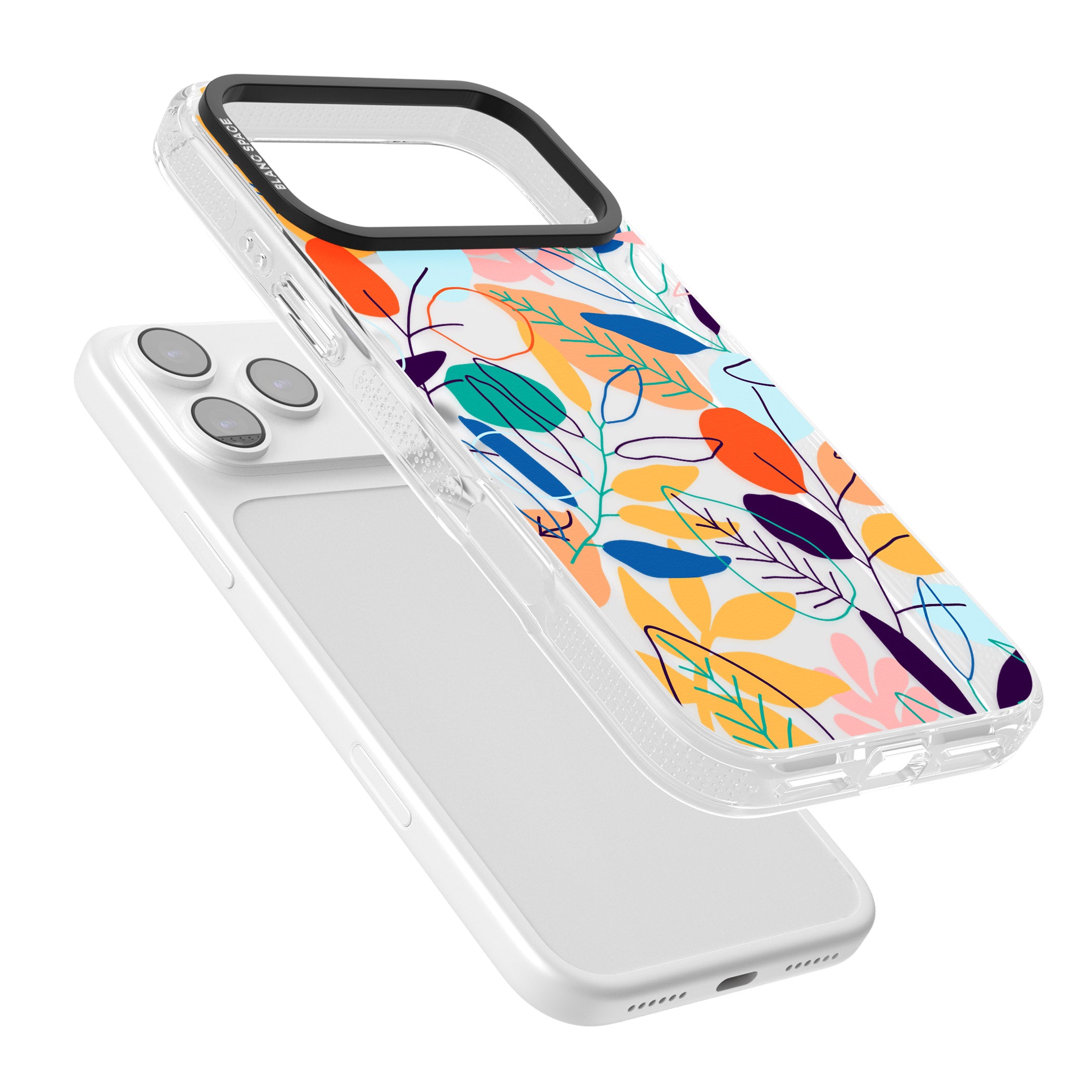 Abstract Line Drawn Leaves iPhone 17 Pro Max Impact Air Clear Phone Case Colours