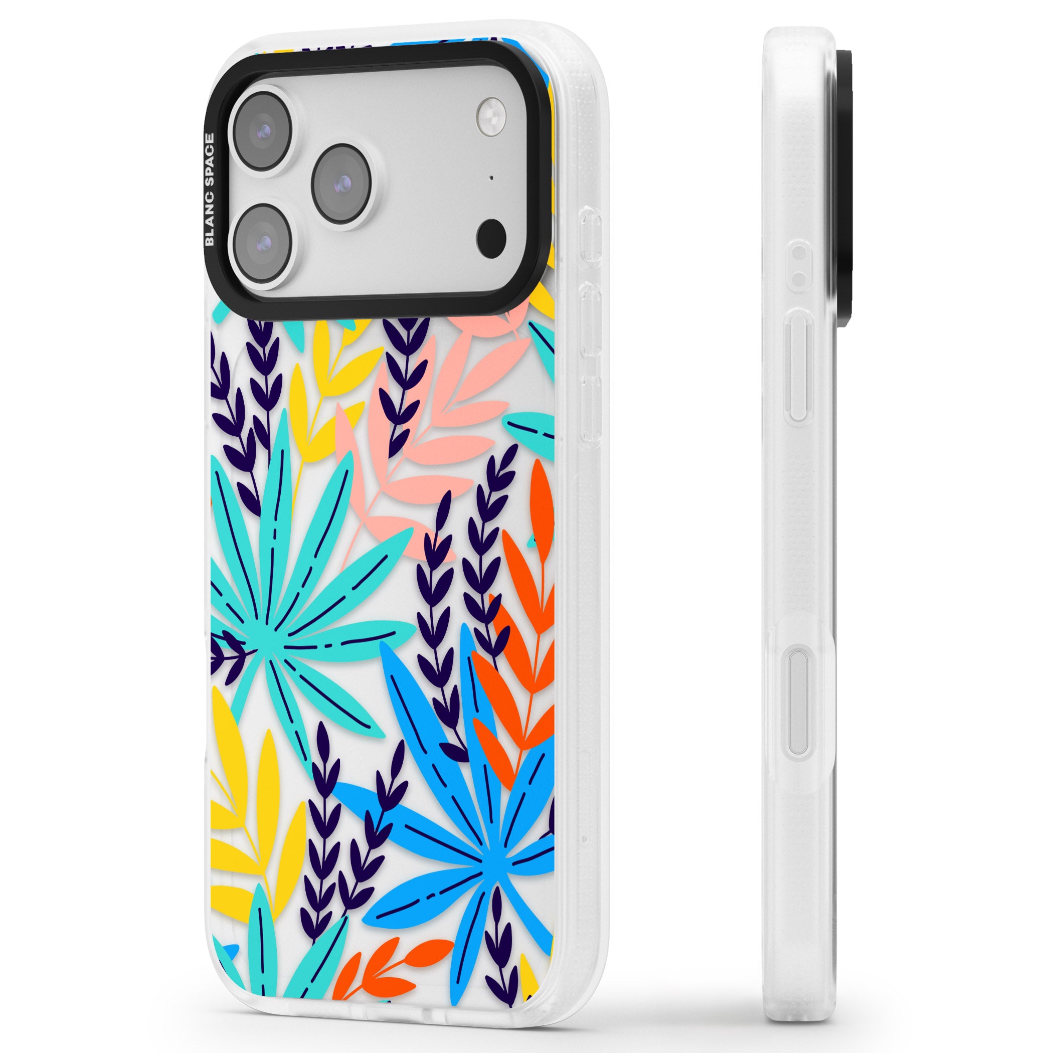 Tropical Palm Leaves iPhone 17 Pro Max Impact Air Clear Phone Case Side Profile