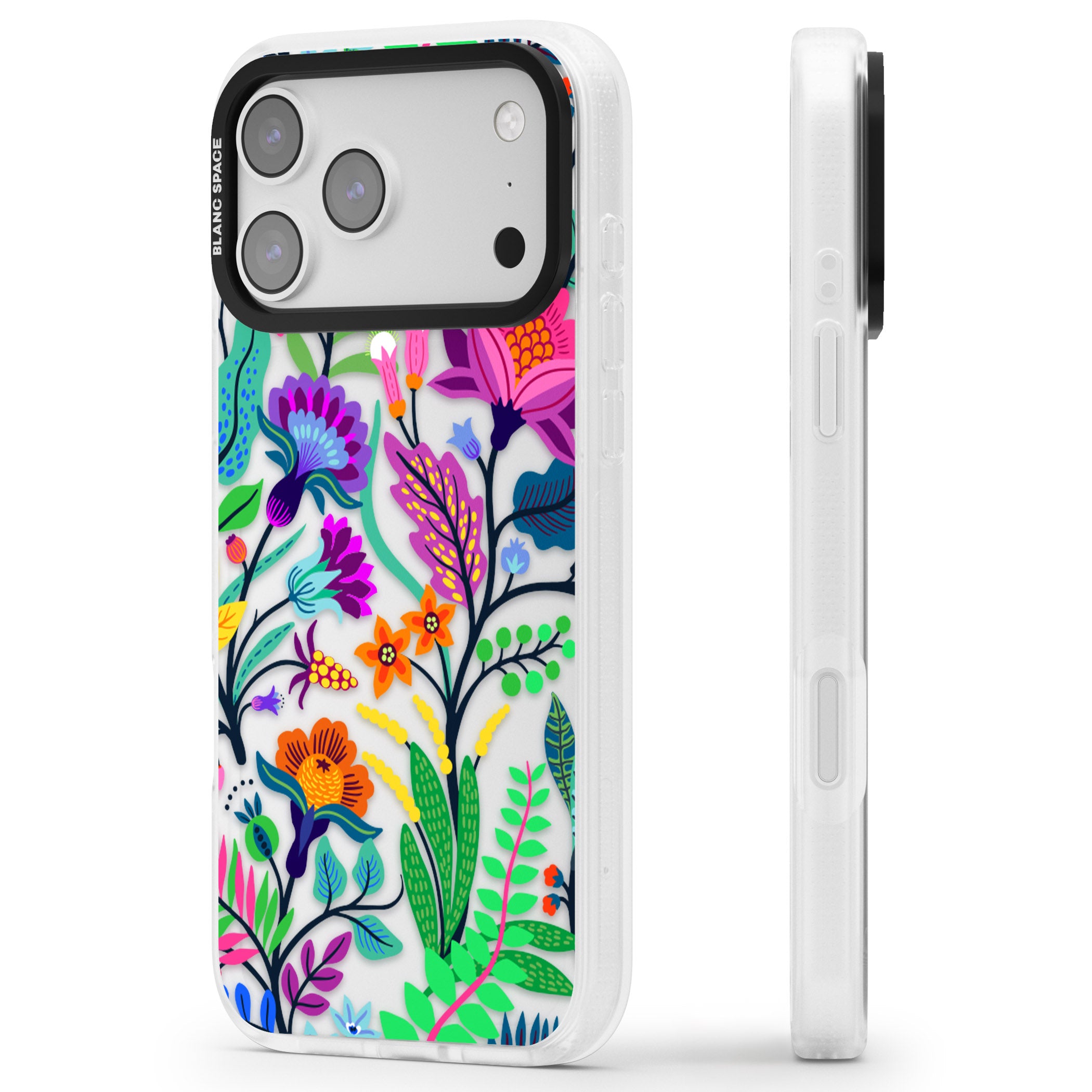 Floral Vibe iPhone 17 Pro Max Impact Air Clear Phone Case Side Profile