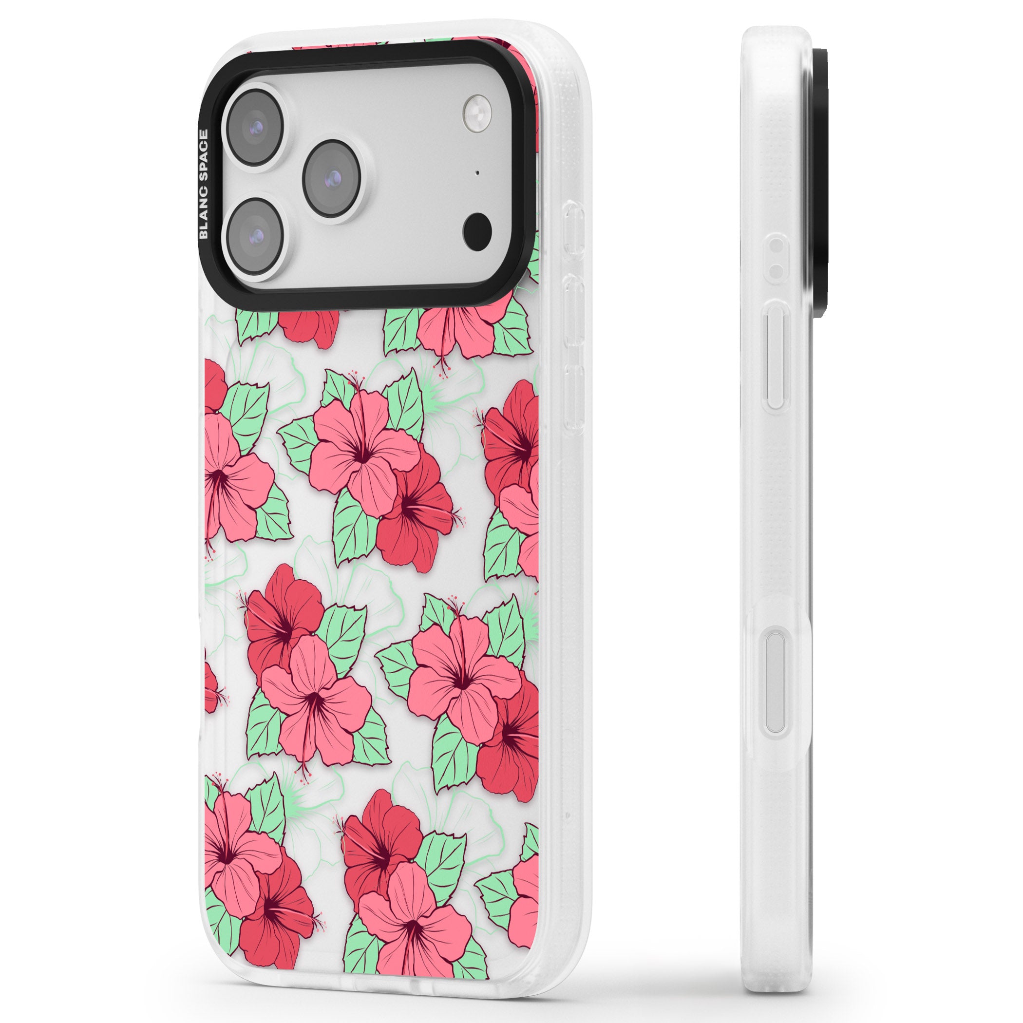 Pink Peony iPhone 17 Pro Max Impact Air Clear Phone Case Side Profile