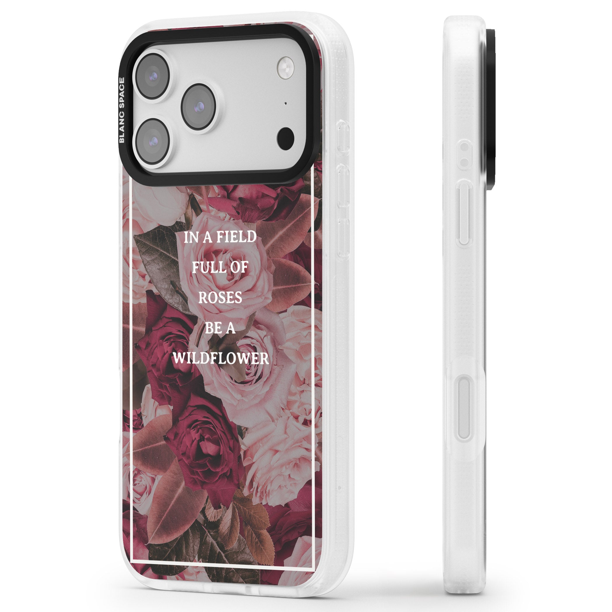 Wildflower Floral Quote iPhone 17 Pro Max Impact Air Clear Phone Case Side Profile