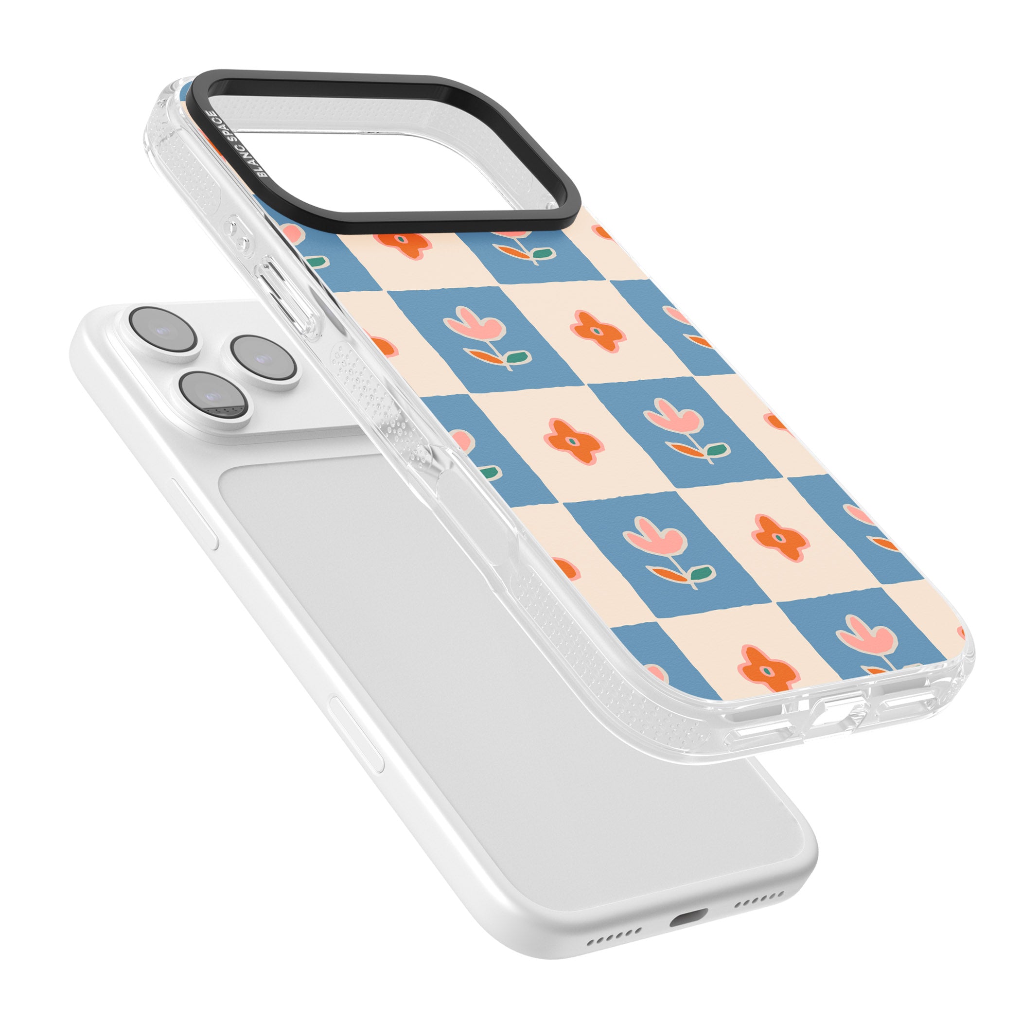 Vintage Bloom Checkered iPhone 17 Pro Max Impact Air Clear Phone Case Colours