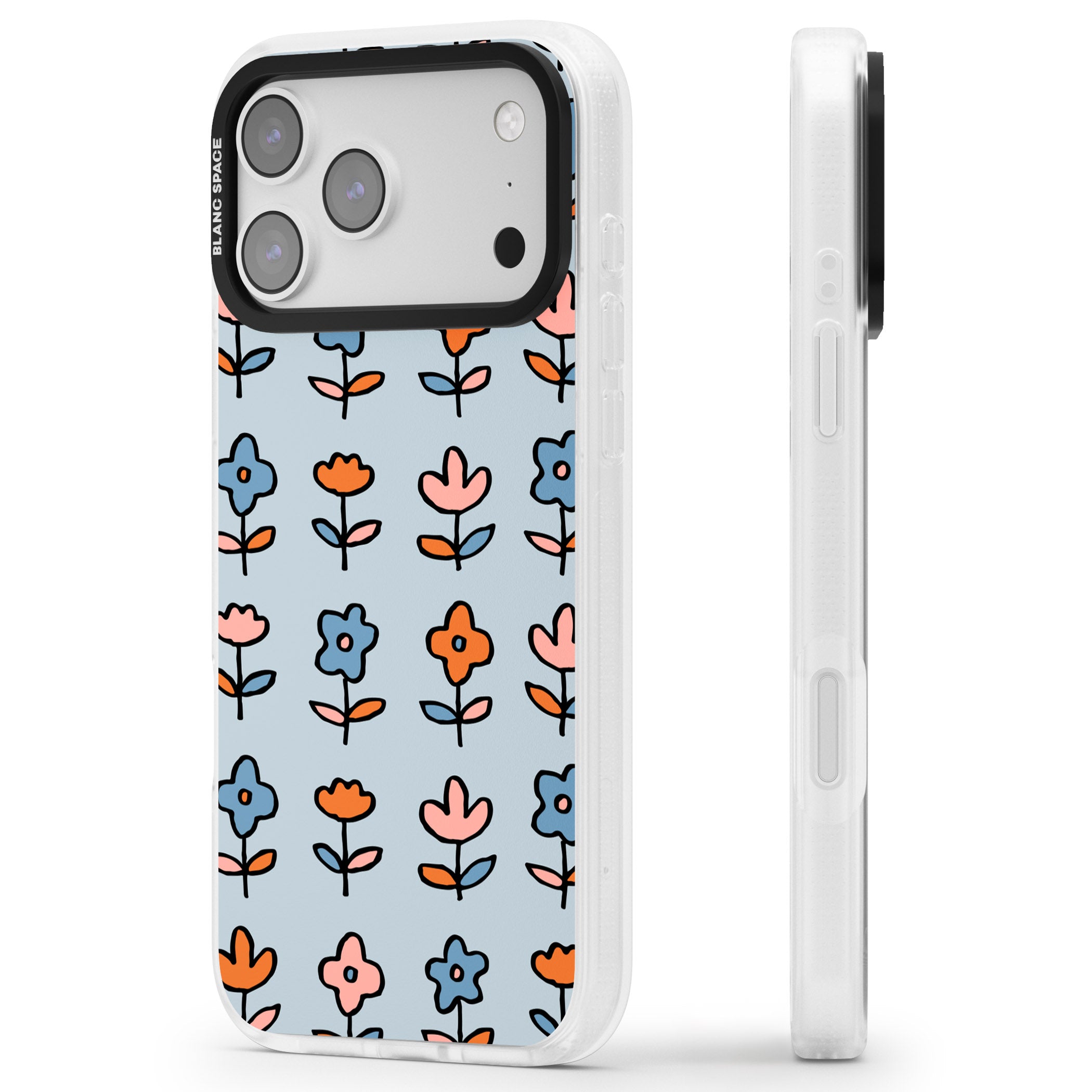Vintage Floral Array iPhone 17 Pro Max Impact Air Clear Phone Case Side Profile