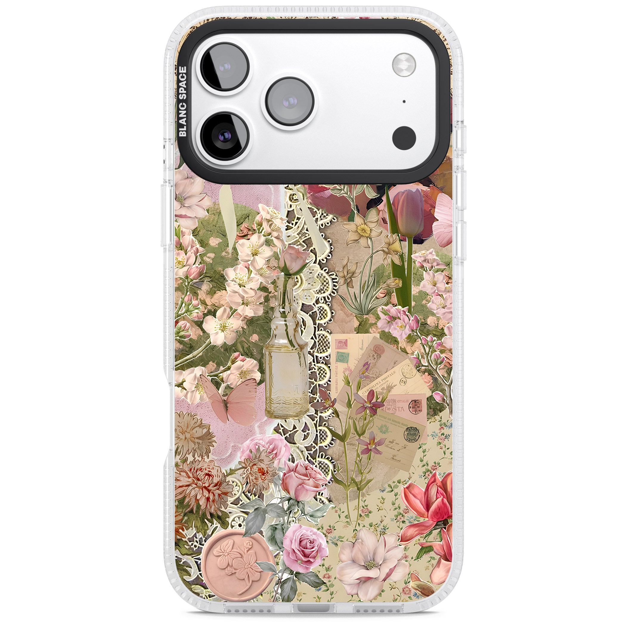 Soft Pink Flower Collage iPhone 17 Pro Max Impact Air Clear Phone Case