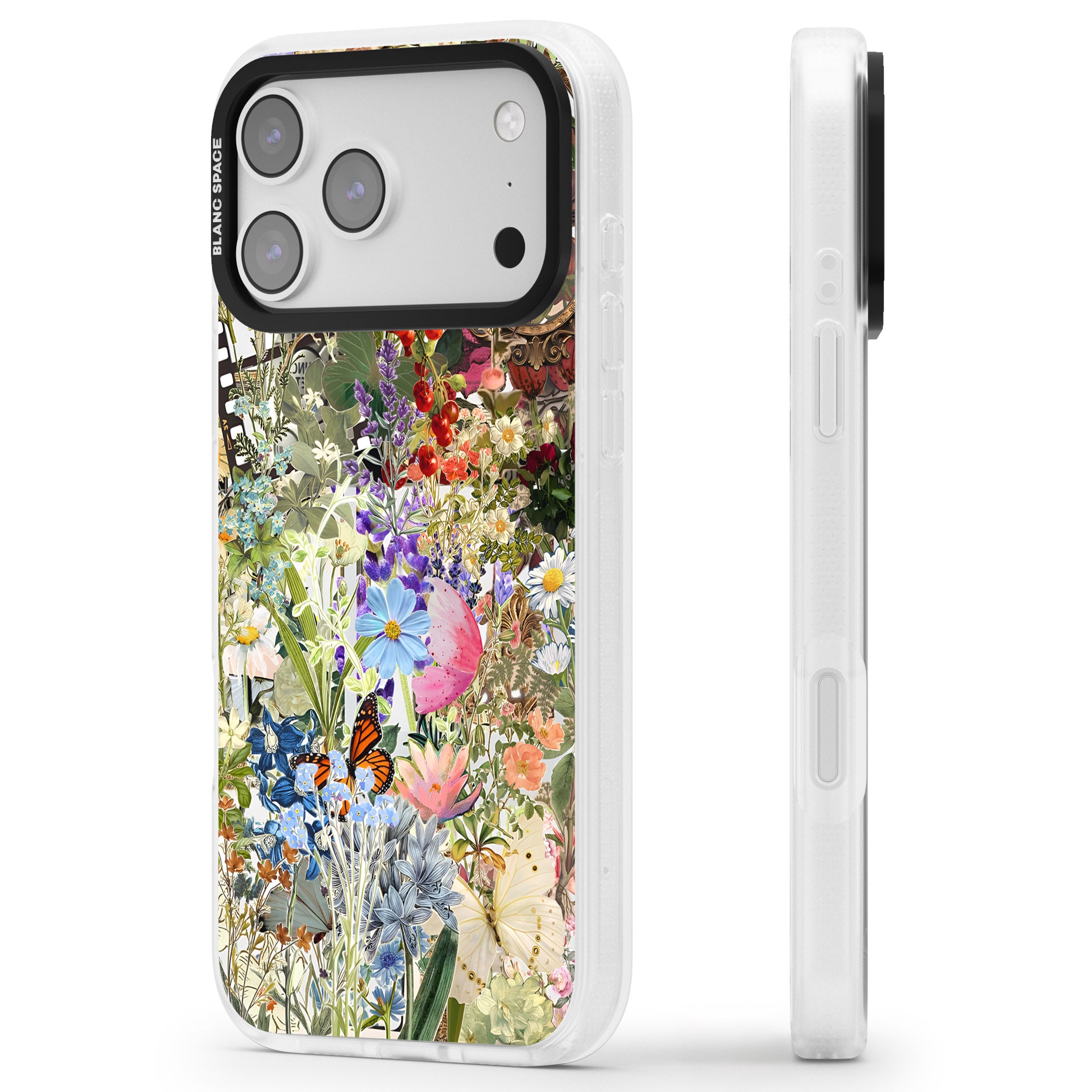 Flower Mix Collage iPhone 17 Pro Max Impact Air Clear Phone Case Side Profile