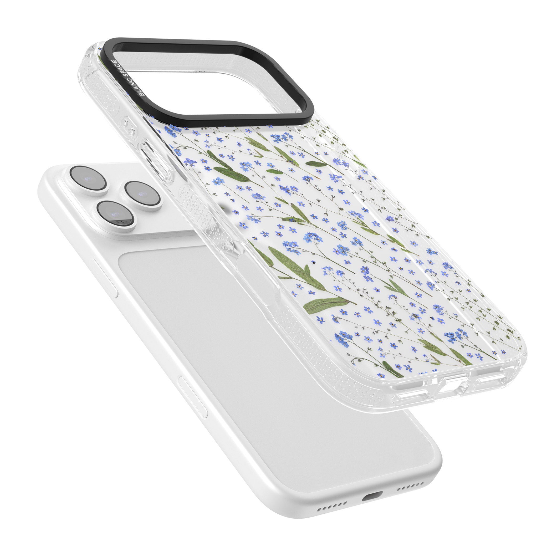 Blue Meadow Floral iPhone 17 Pro Max Impact Air Clear Phone Case Colours