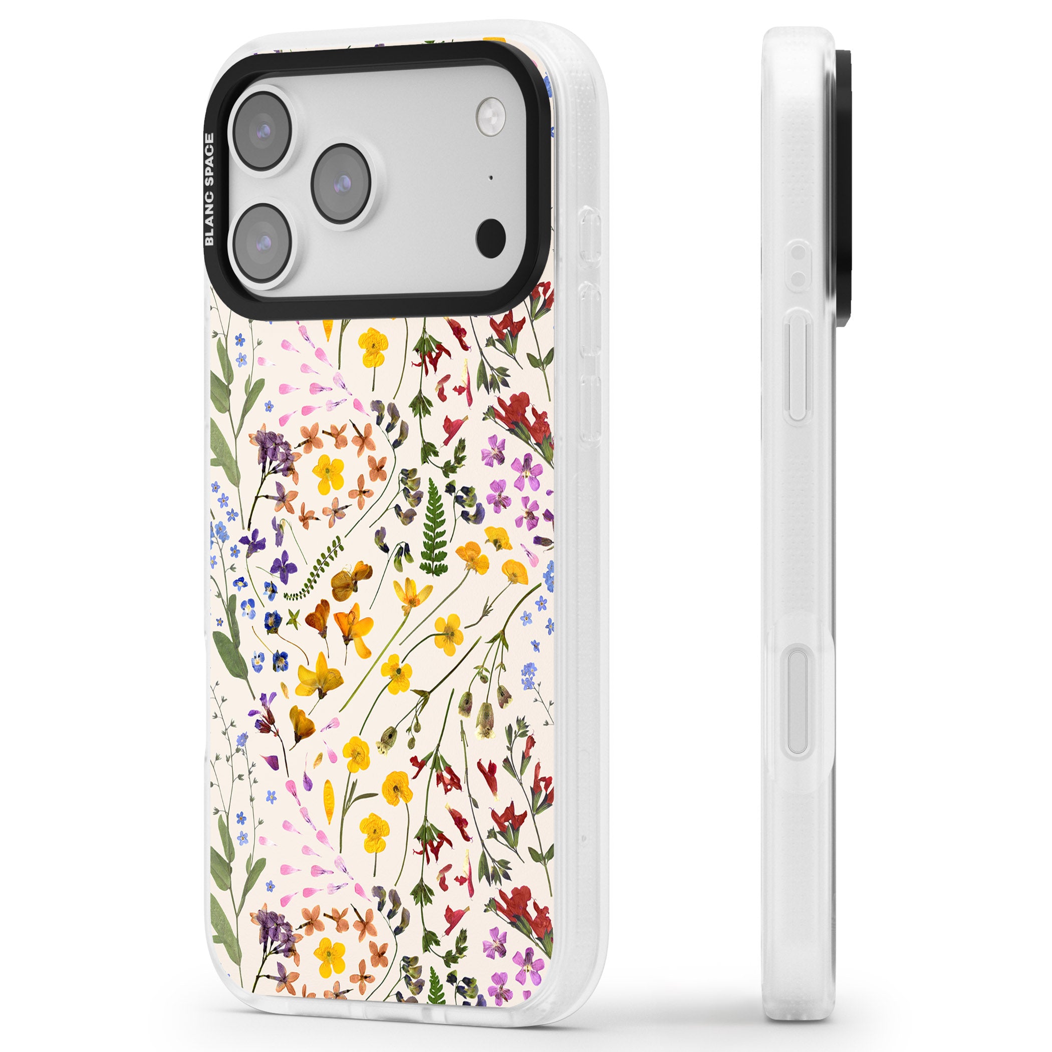 Wildflower Bouquet Cream iPhone 17 Pro Max Impact Air Clear Phone Case Side Profile