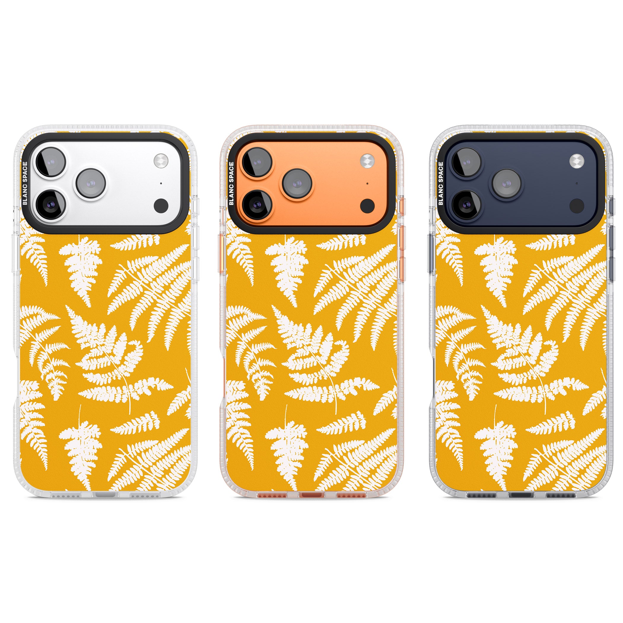 Fern Pattern On Yellow iPhone 17 Pro Impact Air Clear Phone Case APT Impact Protection