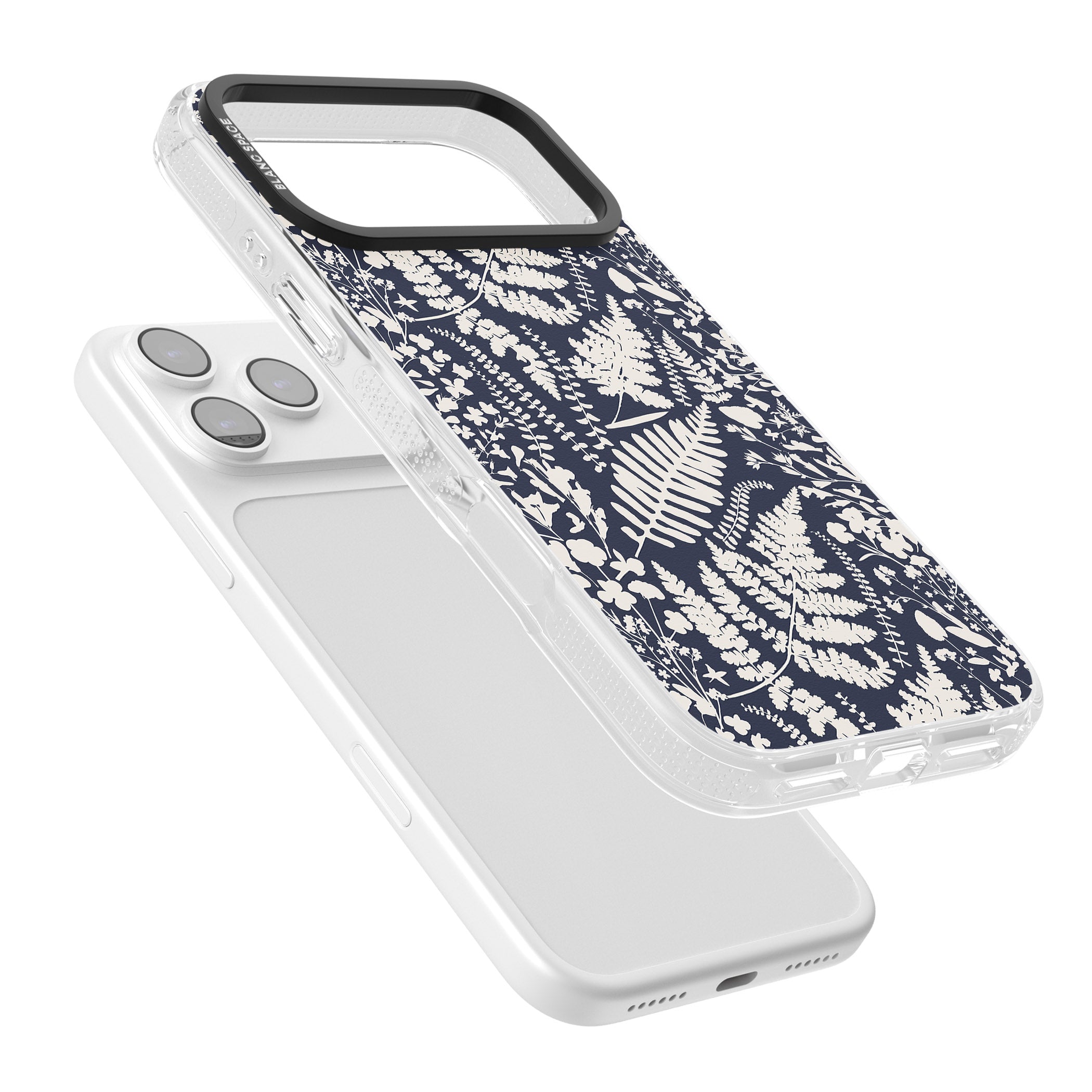Wildflowers & Ferns On Navy iPhone 17 Pro Max Impact Air Clear Phone Case Colours