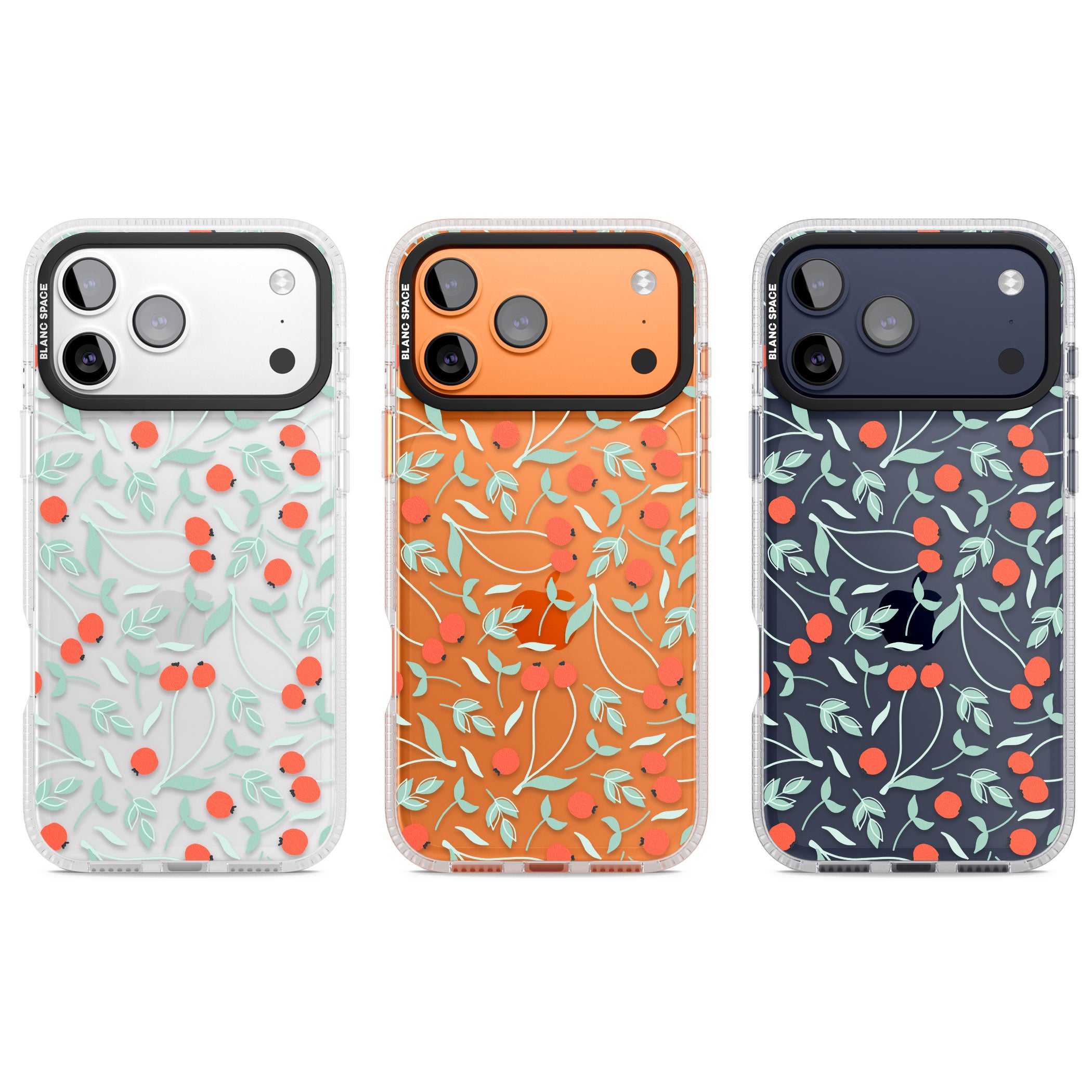 Red Berries Floral iPhone 17 Pro Impact Air Clear Phone Case APT Impact Protection