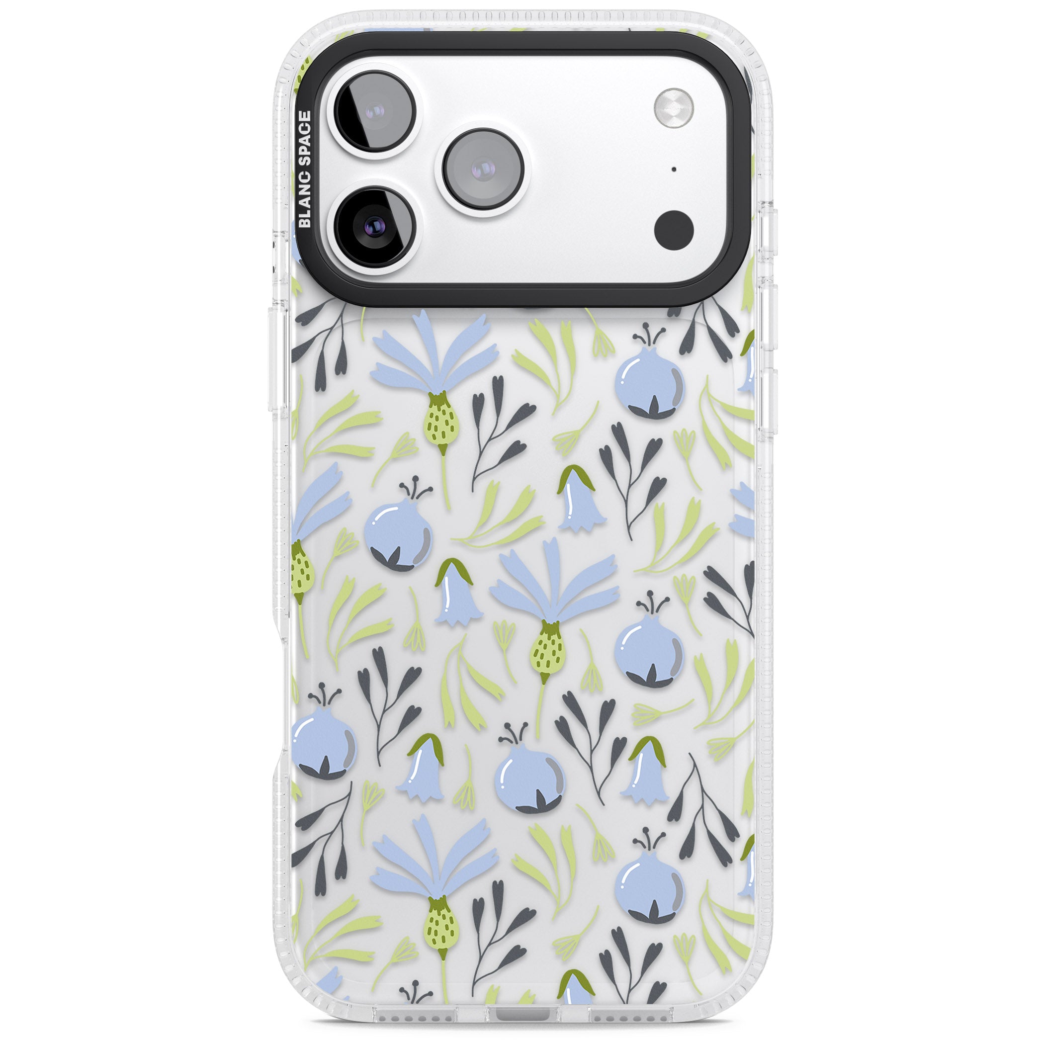 Blue Flora Bloom iPhone 17 Pro Max Impact Air Clear Phone Case
