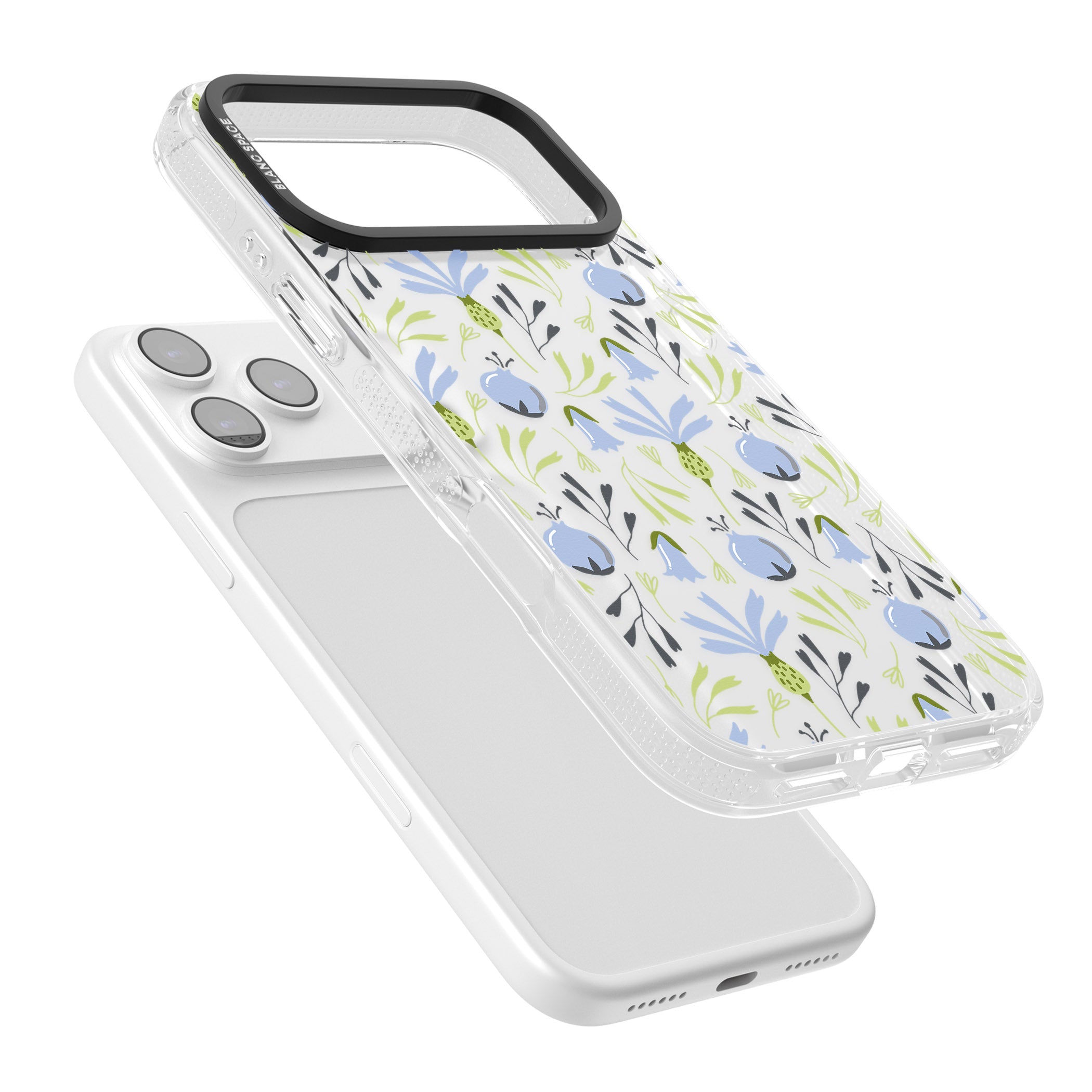 Blue Flora Bloom iPhone 17 Pro Max Impact Air Clear Phone Case Colours