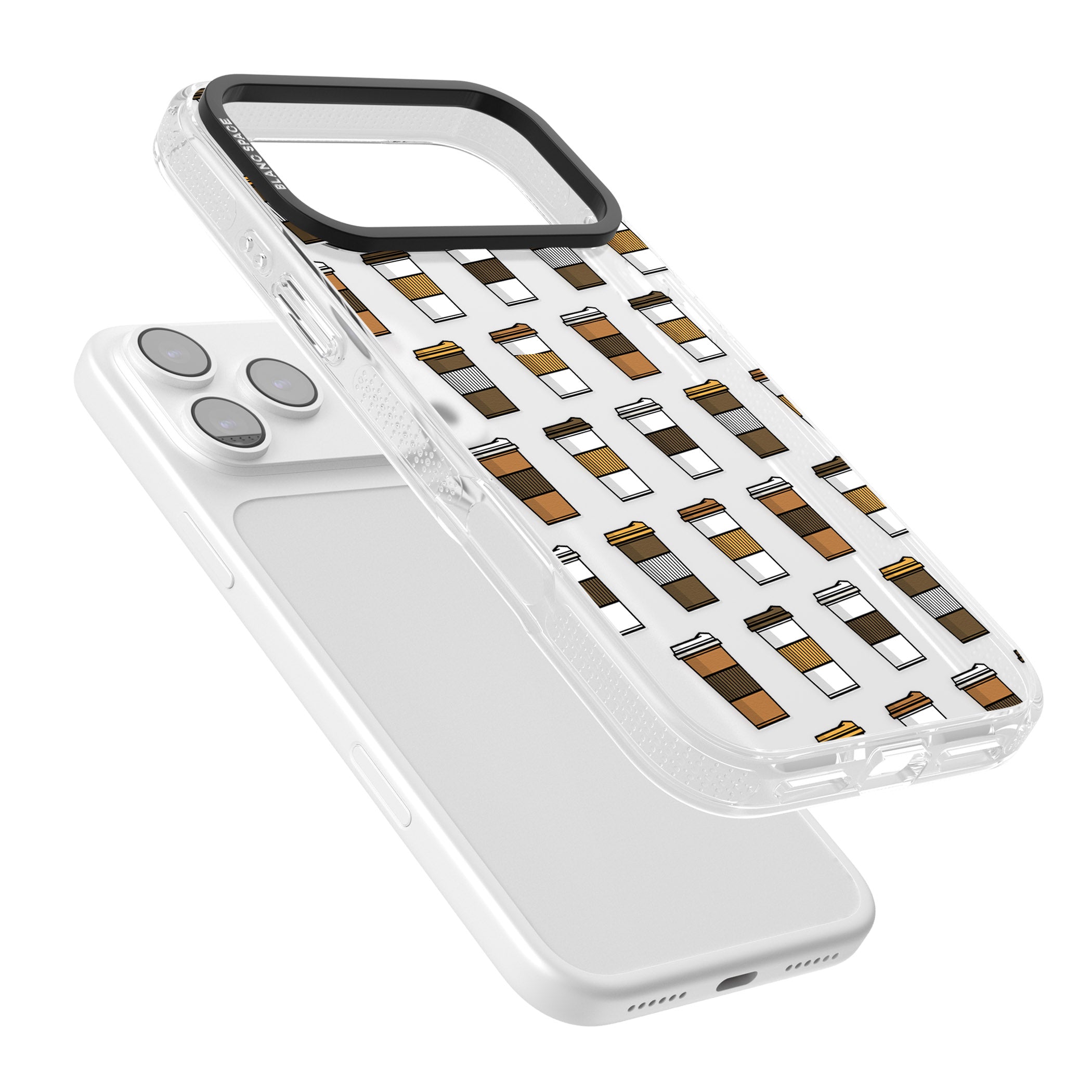 Coffee Cup Pattern iPhone 17 Pro Max Impact Air Clear Phone Case Colours