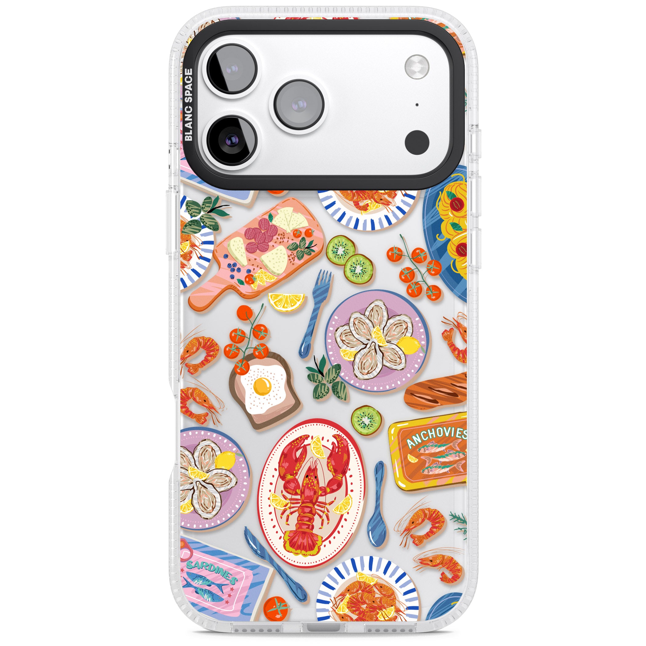 Seafood Pattern iPhone 17 Pro Max Impact Air Clear Phone Case