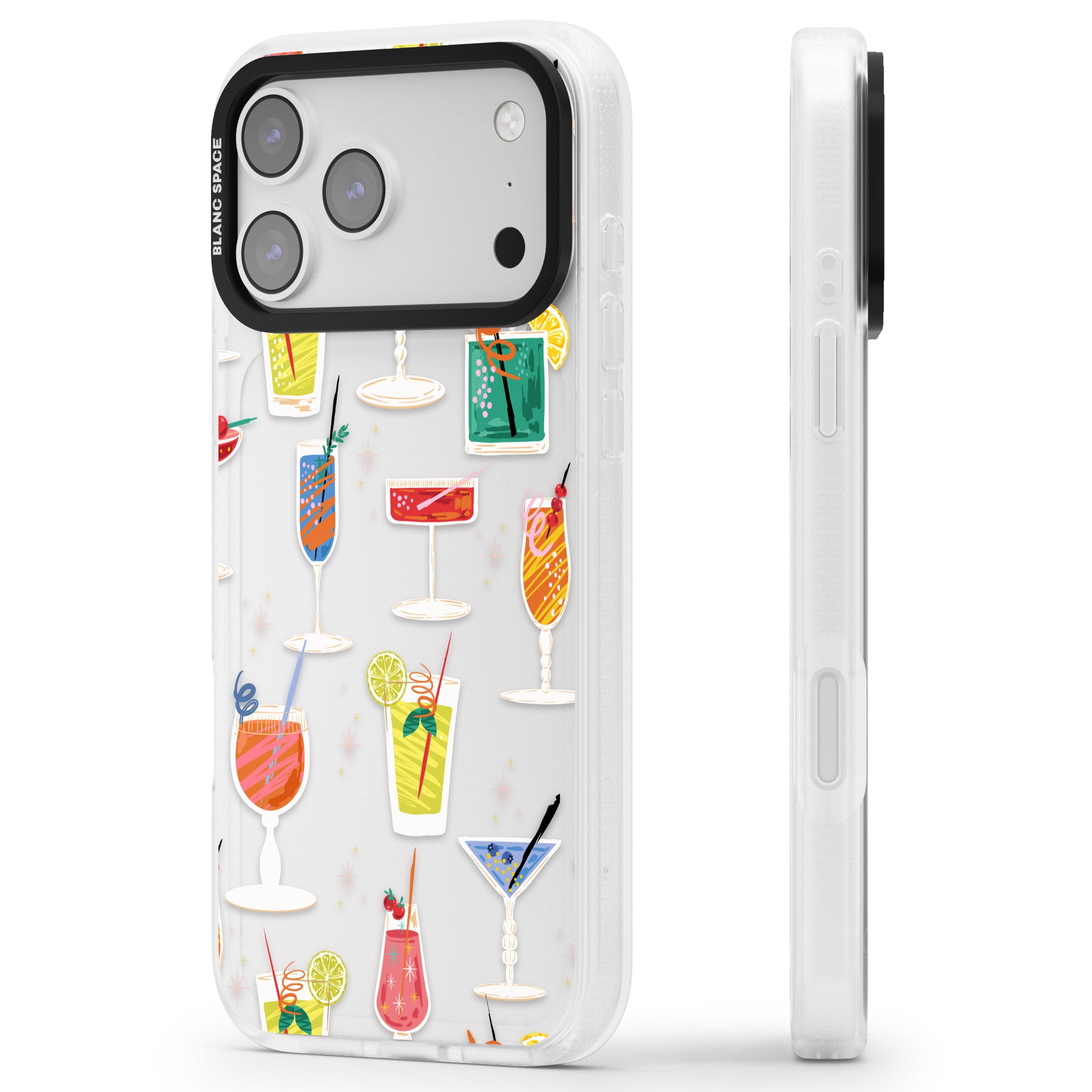 Retro Cocktails iPhone 17 Pro Max Impact Air Clear Phone Case Side Profile