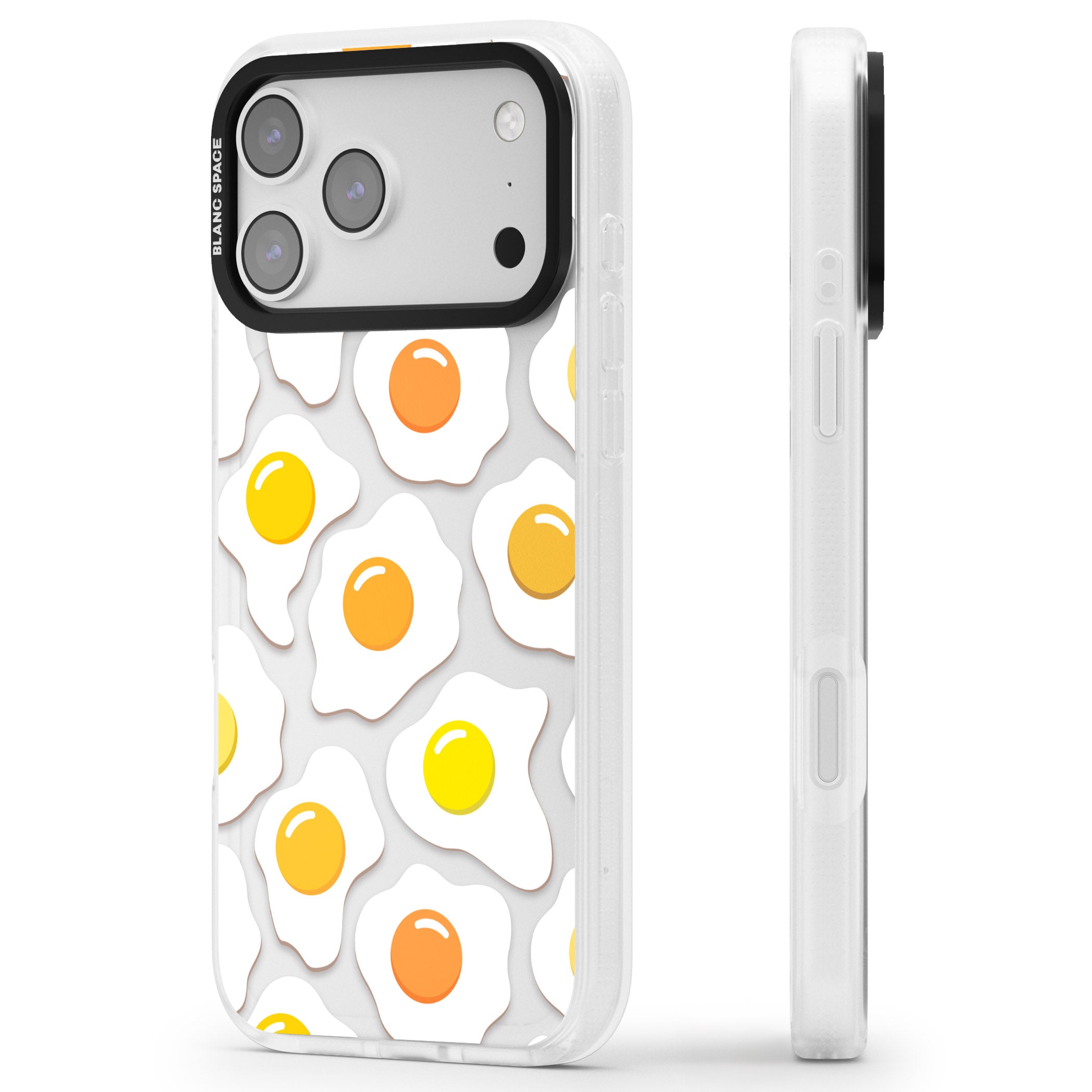Fried Egg Pattern iPhone 17 Pro Max Impact Air Clear Phone Case Side Profile
